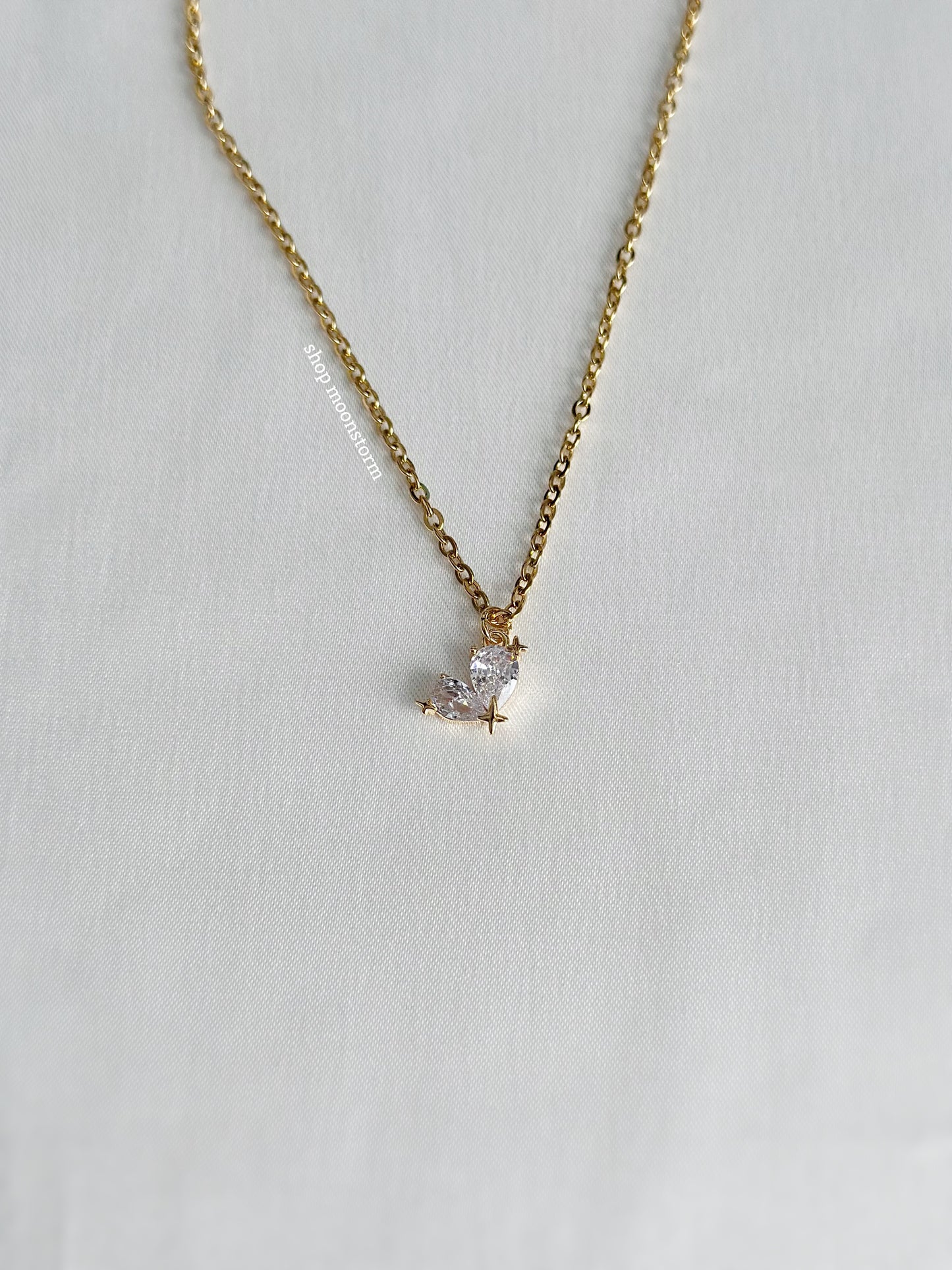 Gold Twin Teardrop Star Necklace