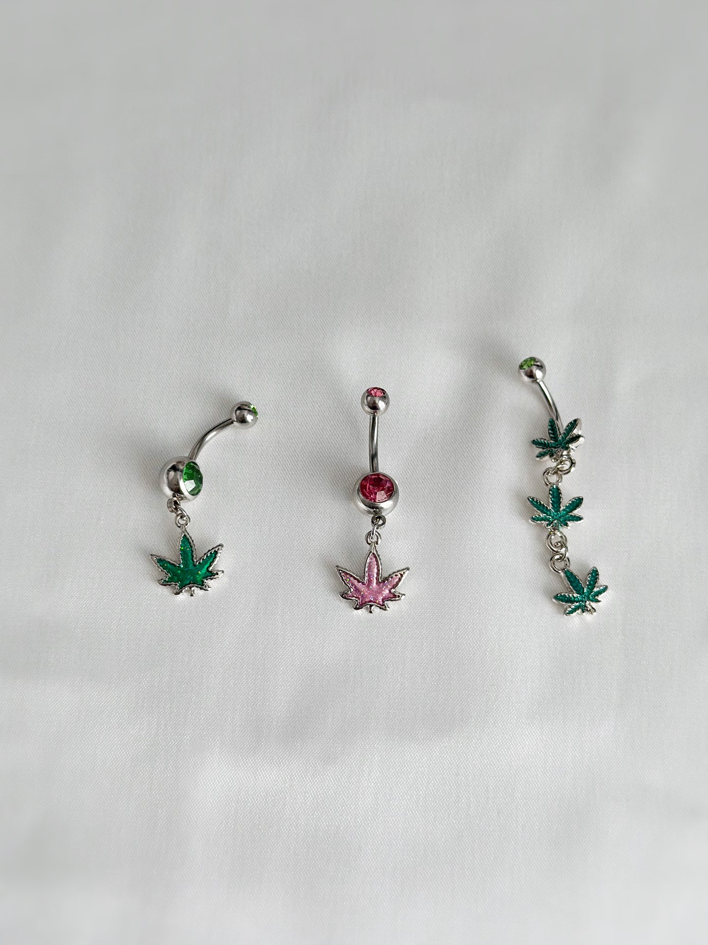 Triple Green Leaf Belly Ring