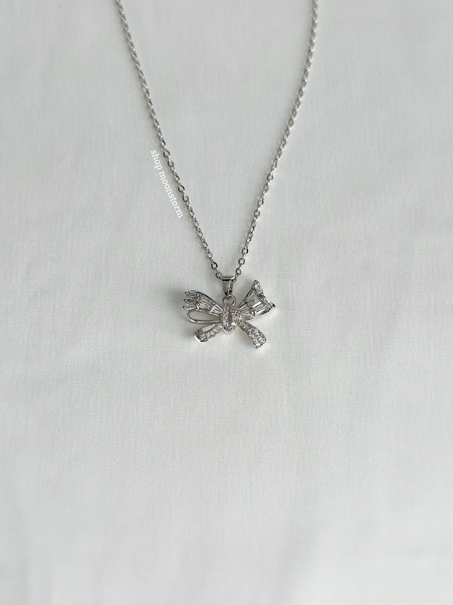 Baguette Ribbon Bow Necklace Pack (Set of Two)