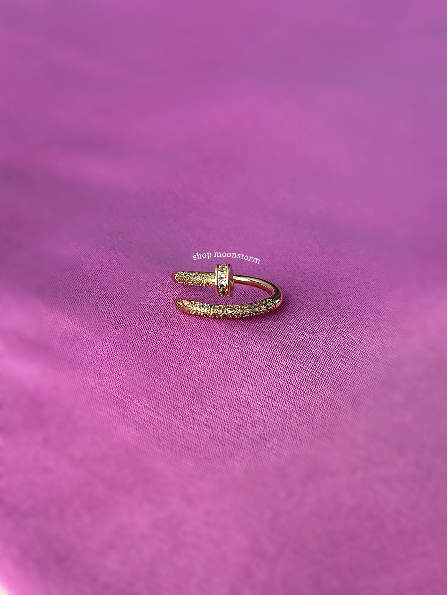 CZ Gold Nail Ring