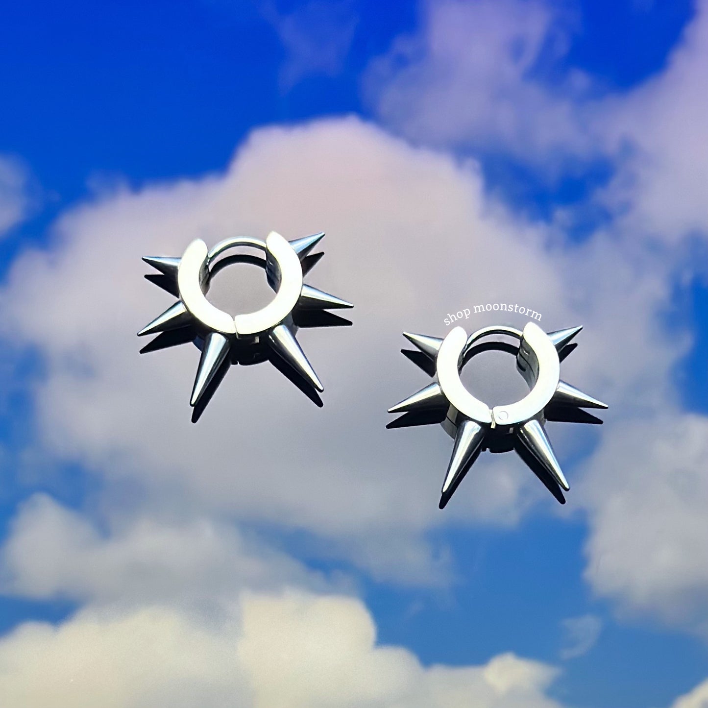 Long Spiked Hoop Earrings