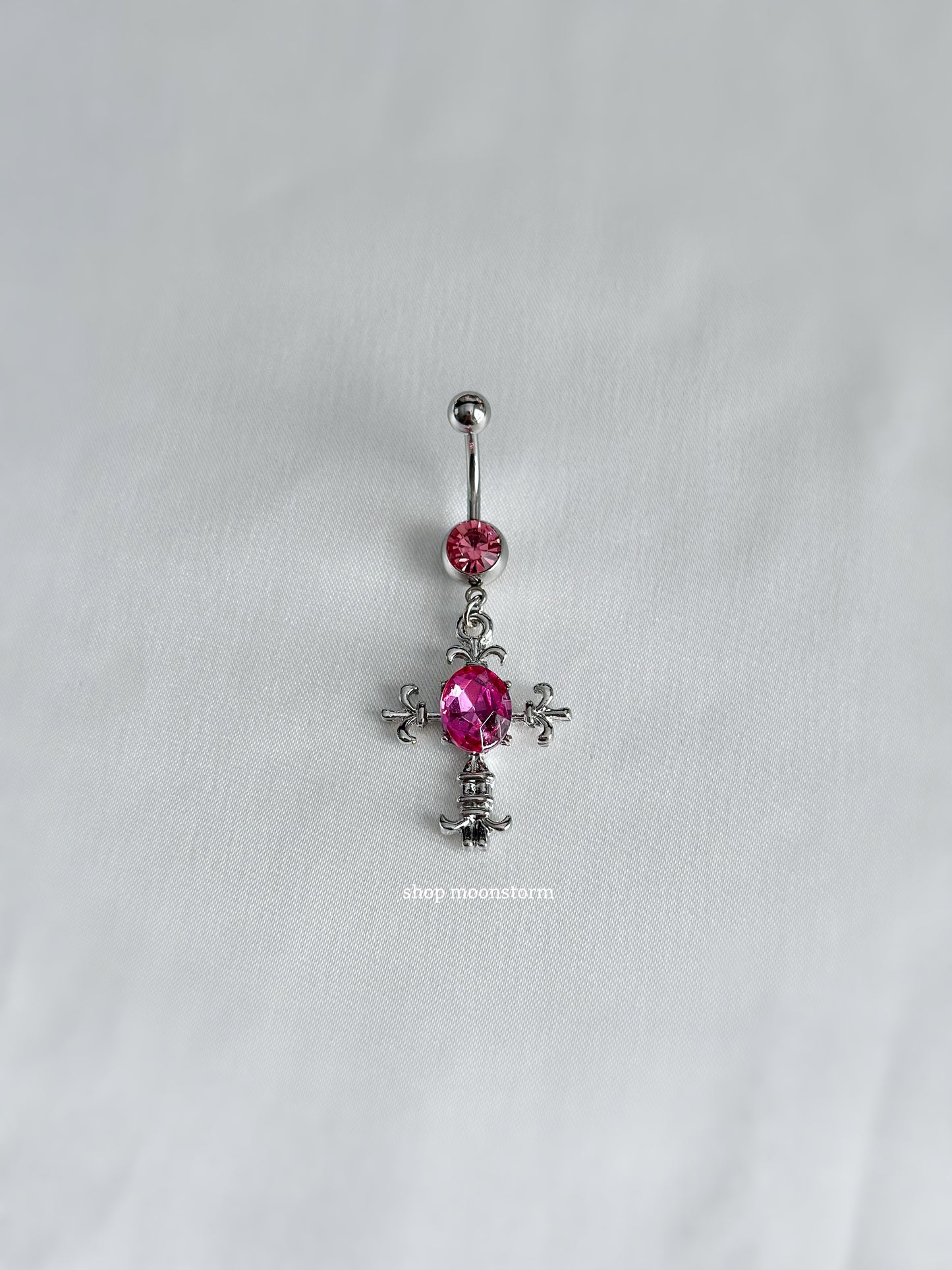 Pink Cross Belly Ring