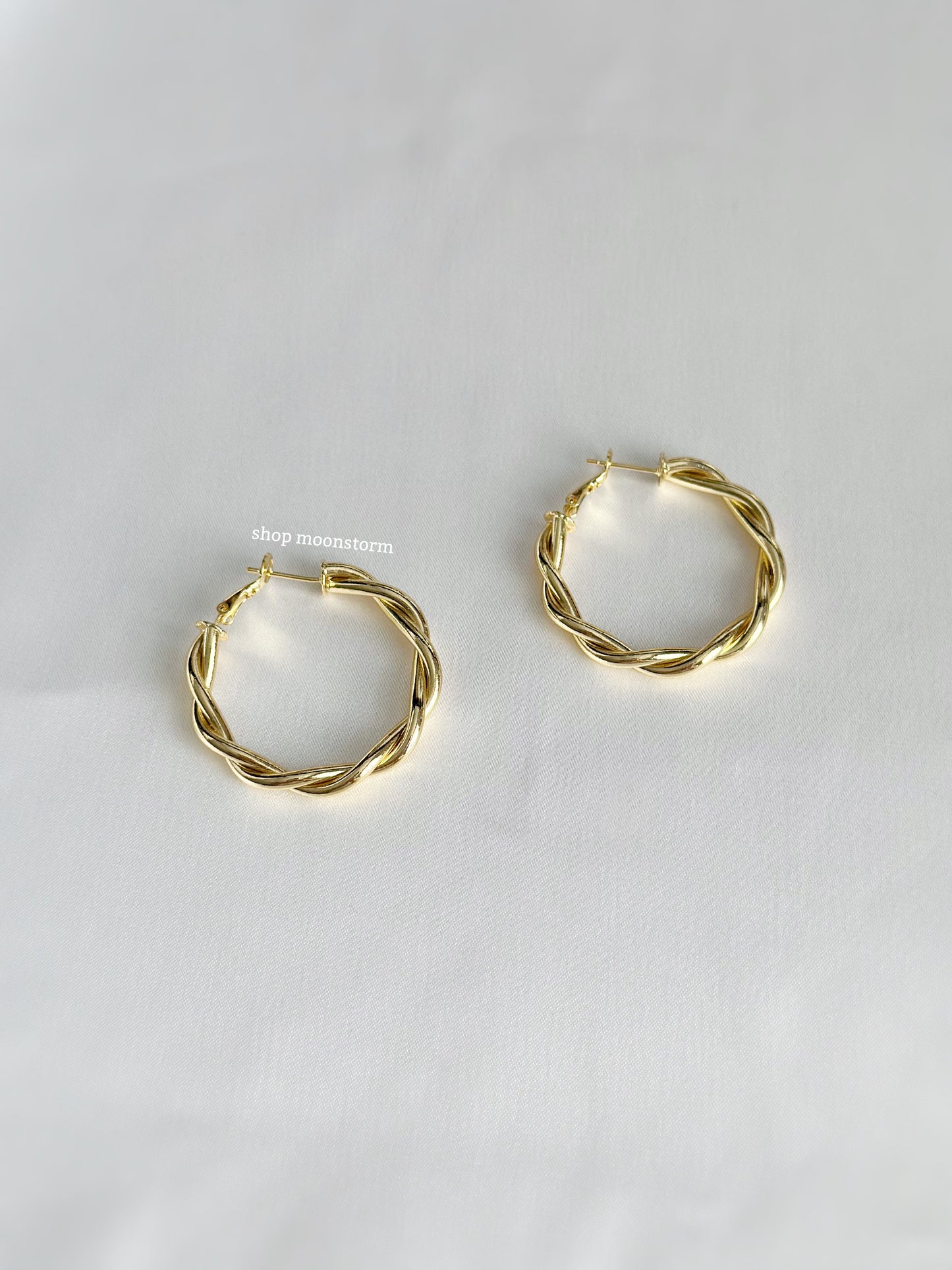 Large Gold Twisted Hoop Earrings