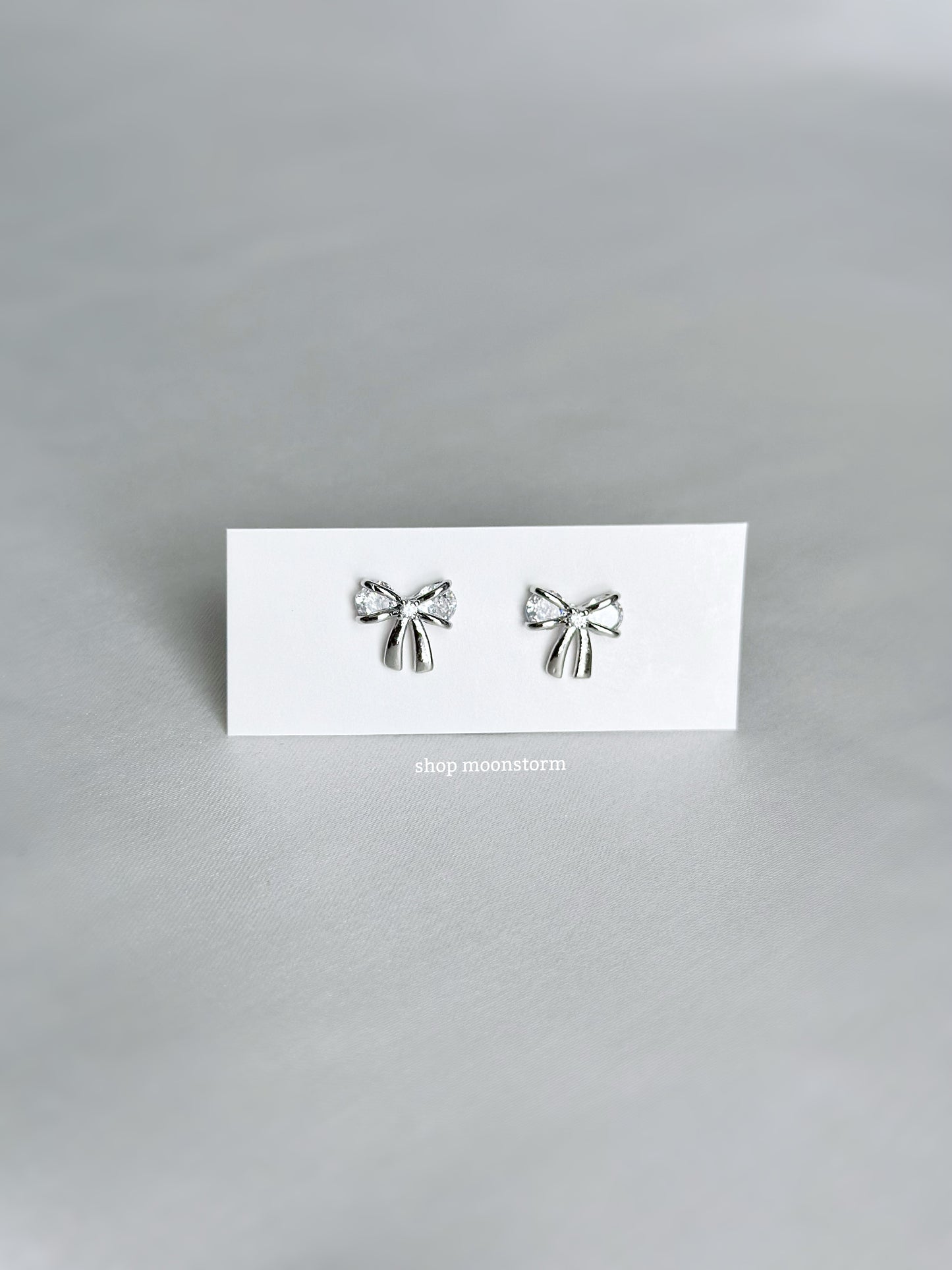 Shine On Ribbon Bow Stud Earrings