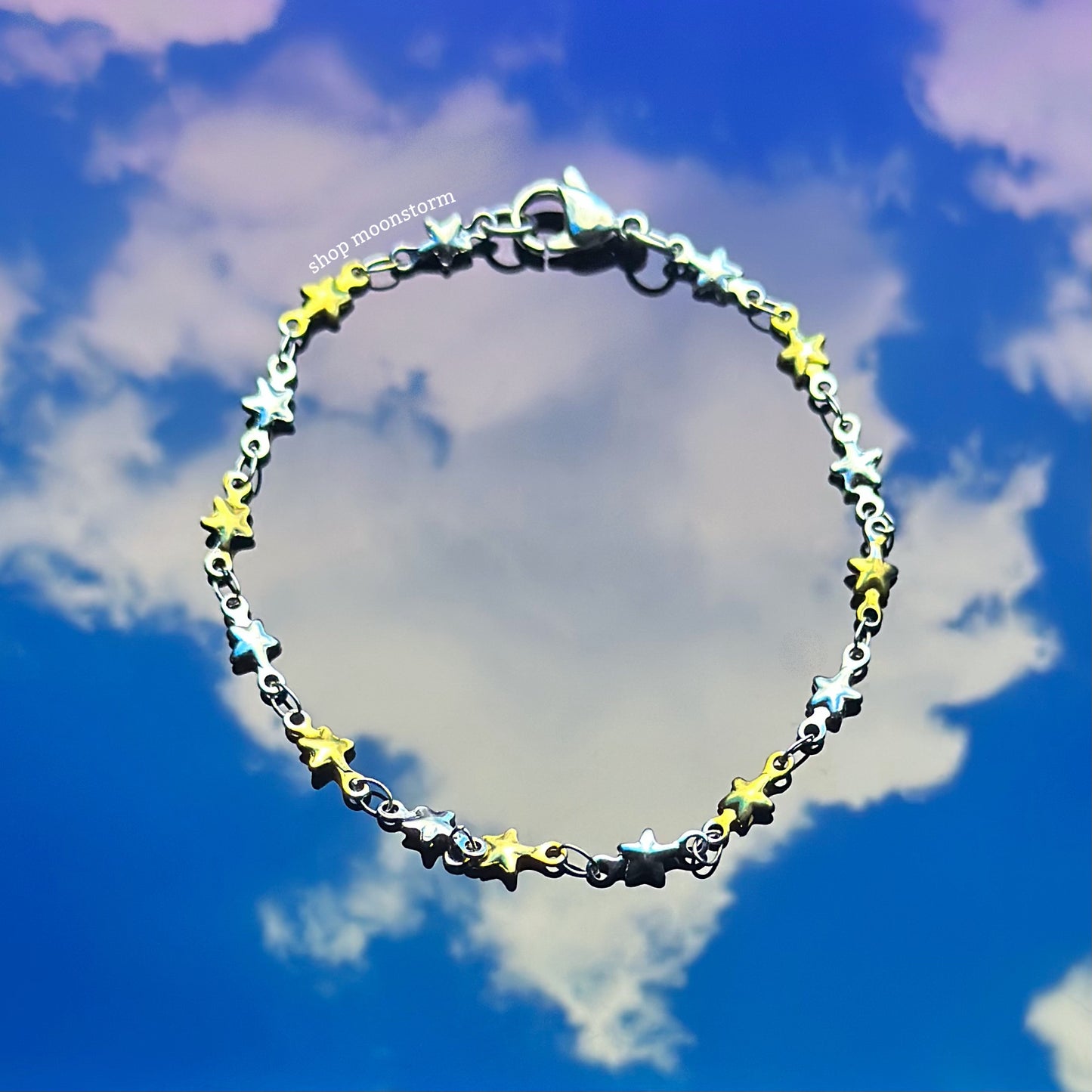 Silver & Gold Star Link Bracelet