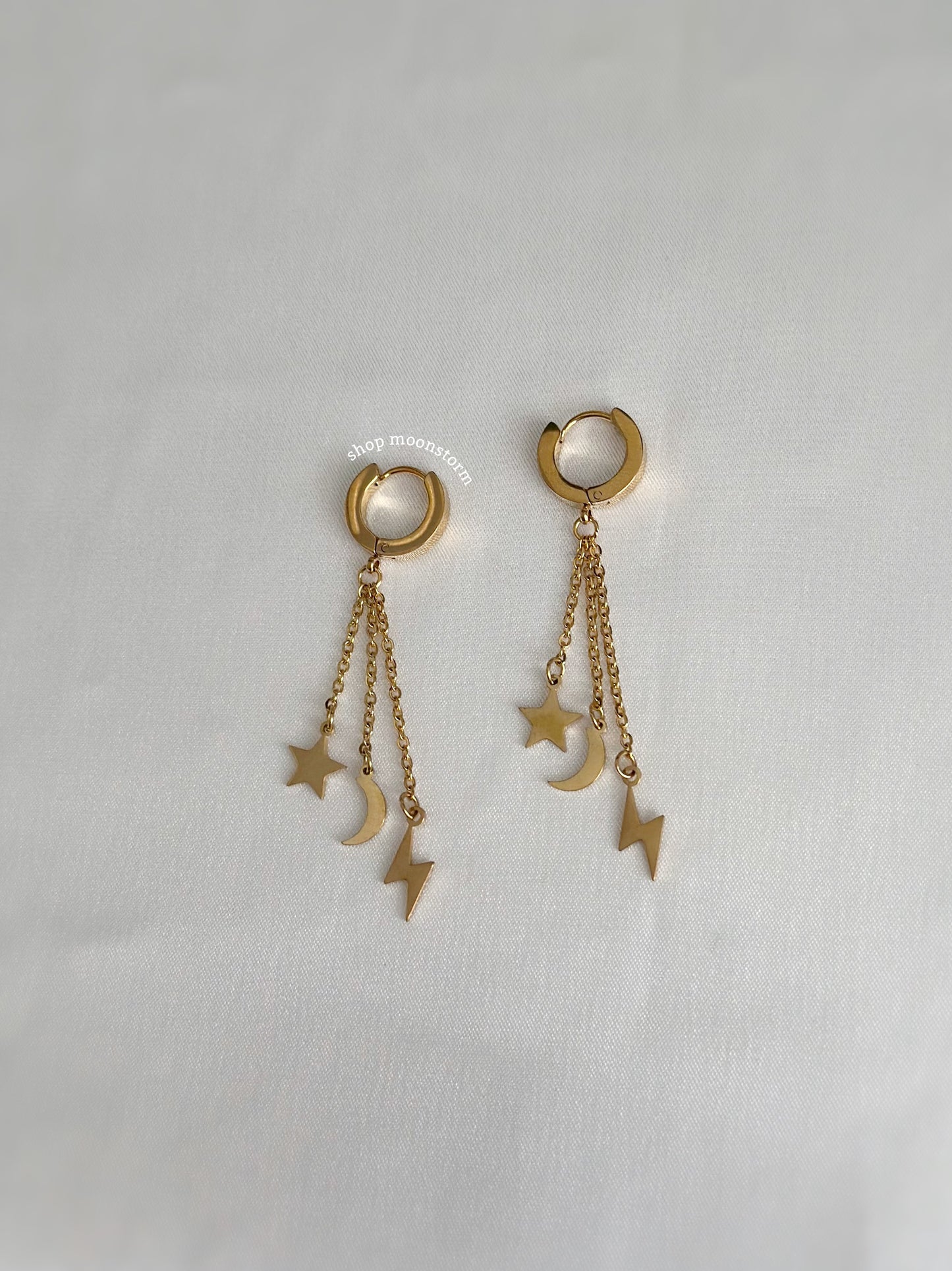 Gold Love In the Night Sky Hoop Earrings