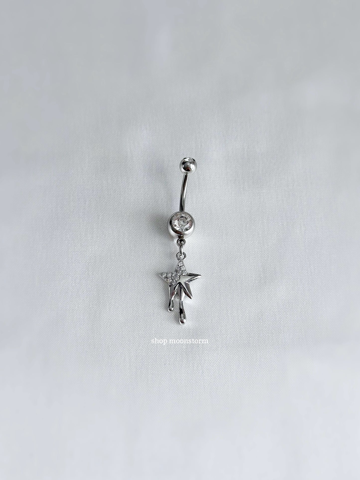 Silver Dripping Star Belly Ring
