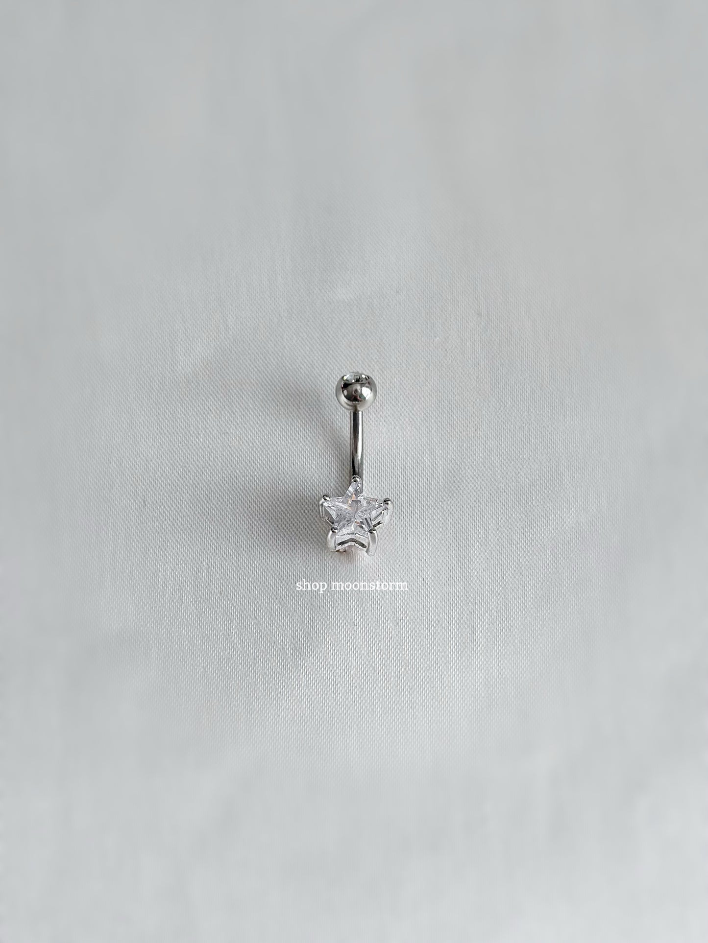 Silver Clear Star Belly Ring