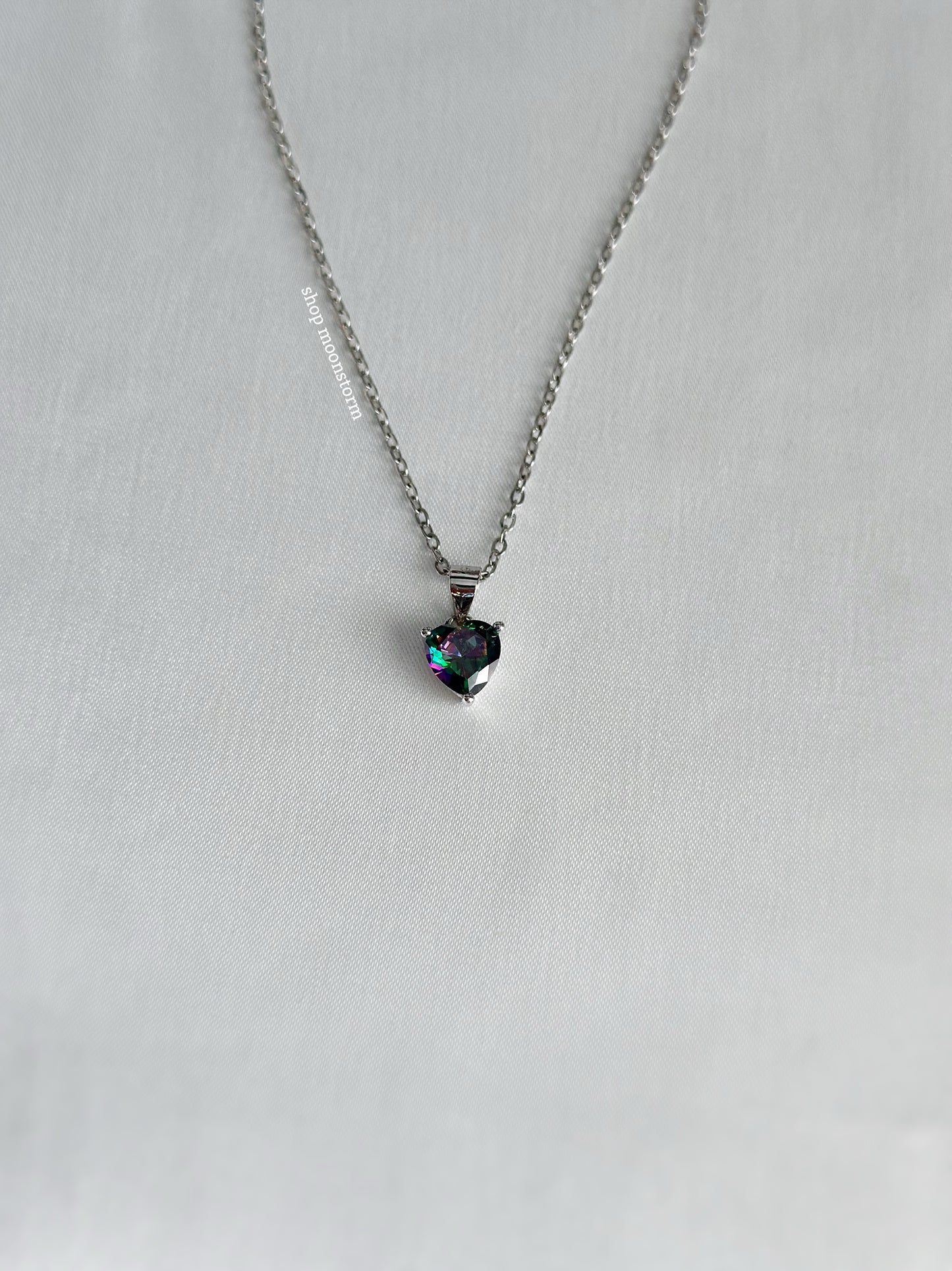 Iridescent Topaz Heart Necklace