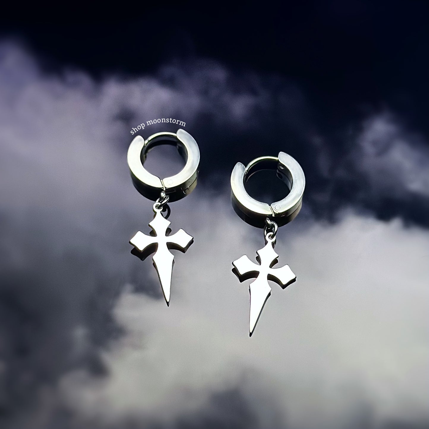 Pointy Cross Hoop Earrings