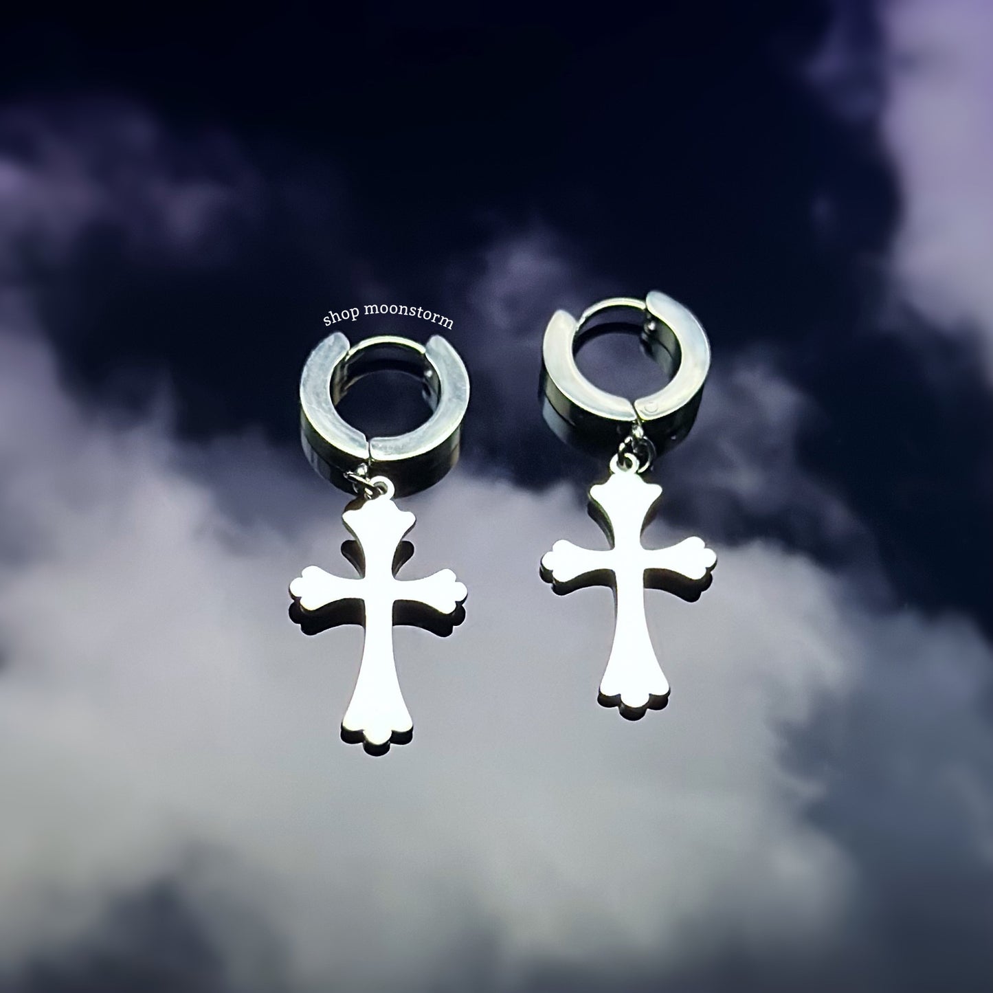 Goth Cross Hoop Earrings II