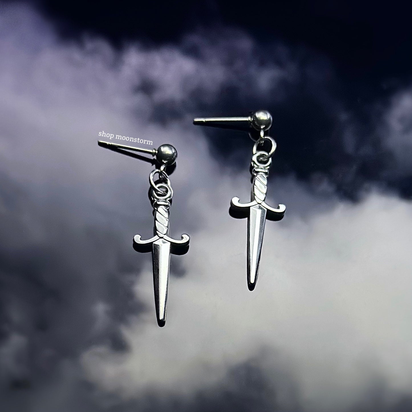 Silver Sword Stud Earrings