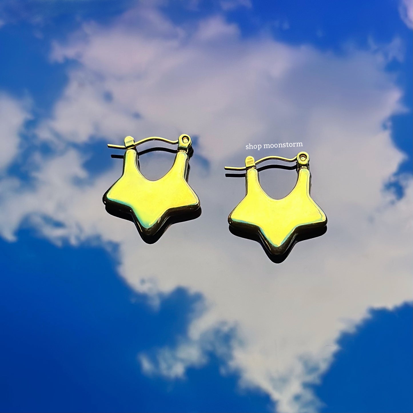 3D Gold Star Hoop Earrings