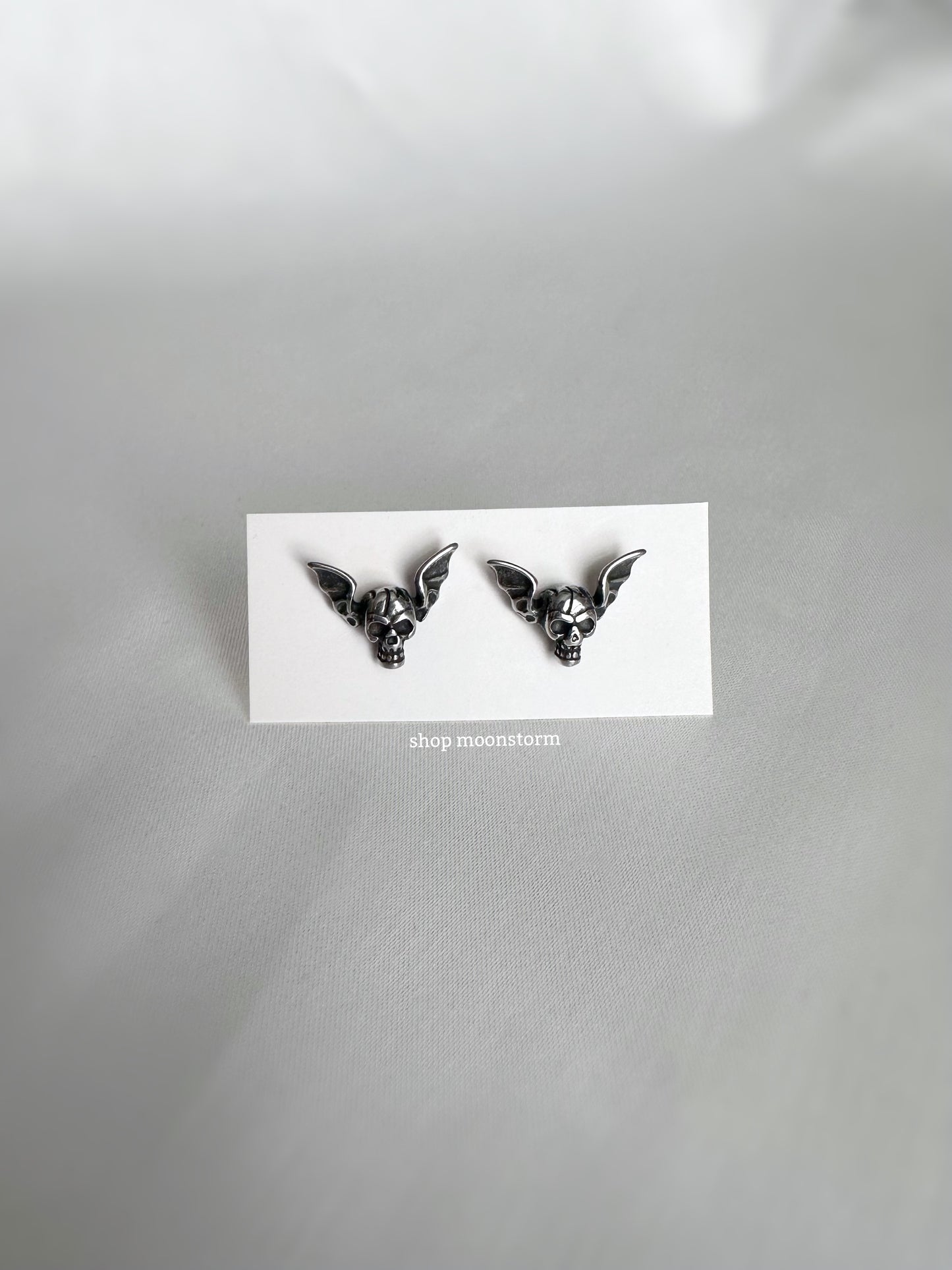 Skull Wing Stud Earrings