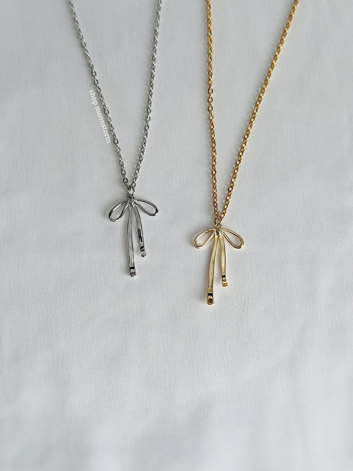 Belle Ribbon Bow Necklace Pack (Set of Two)
