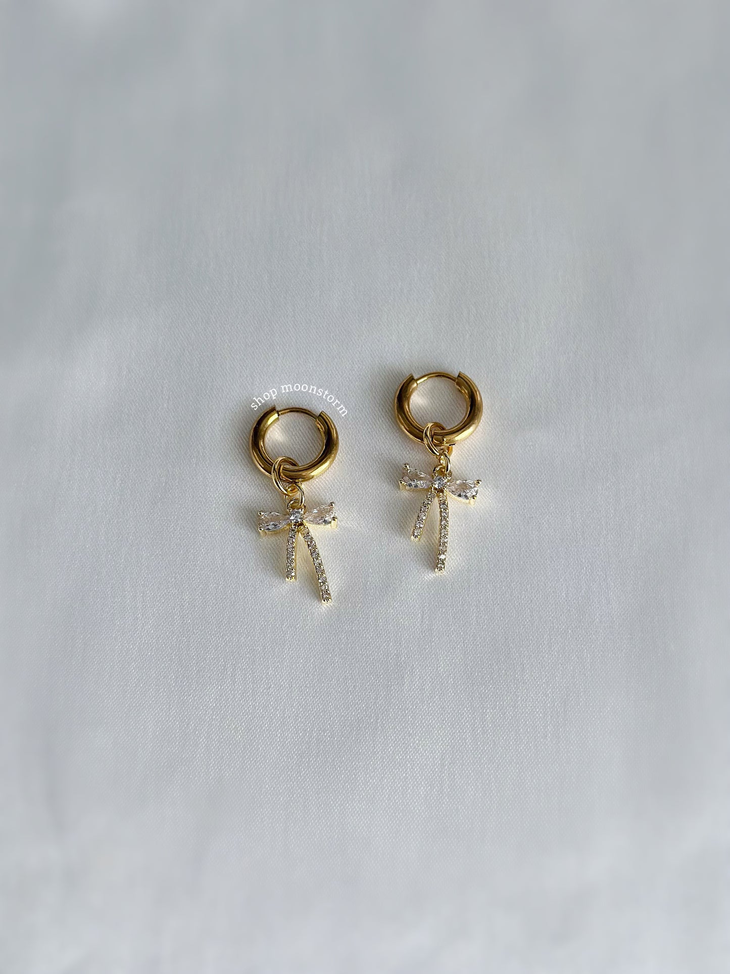 Dream Ribbon Bow Hoop Earrings