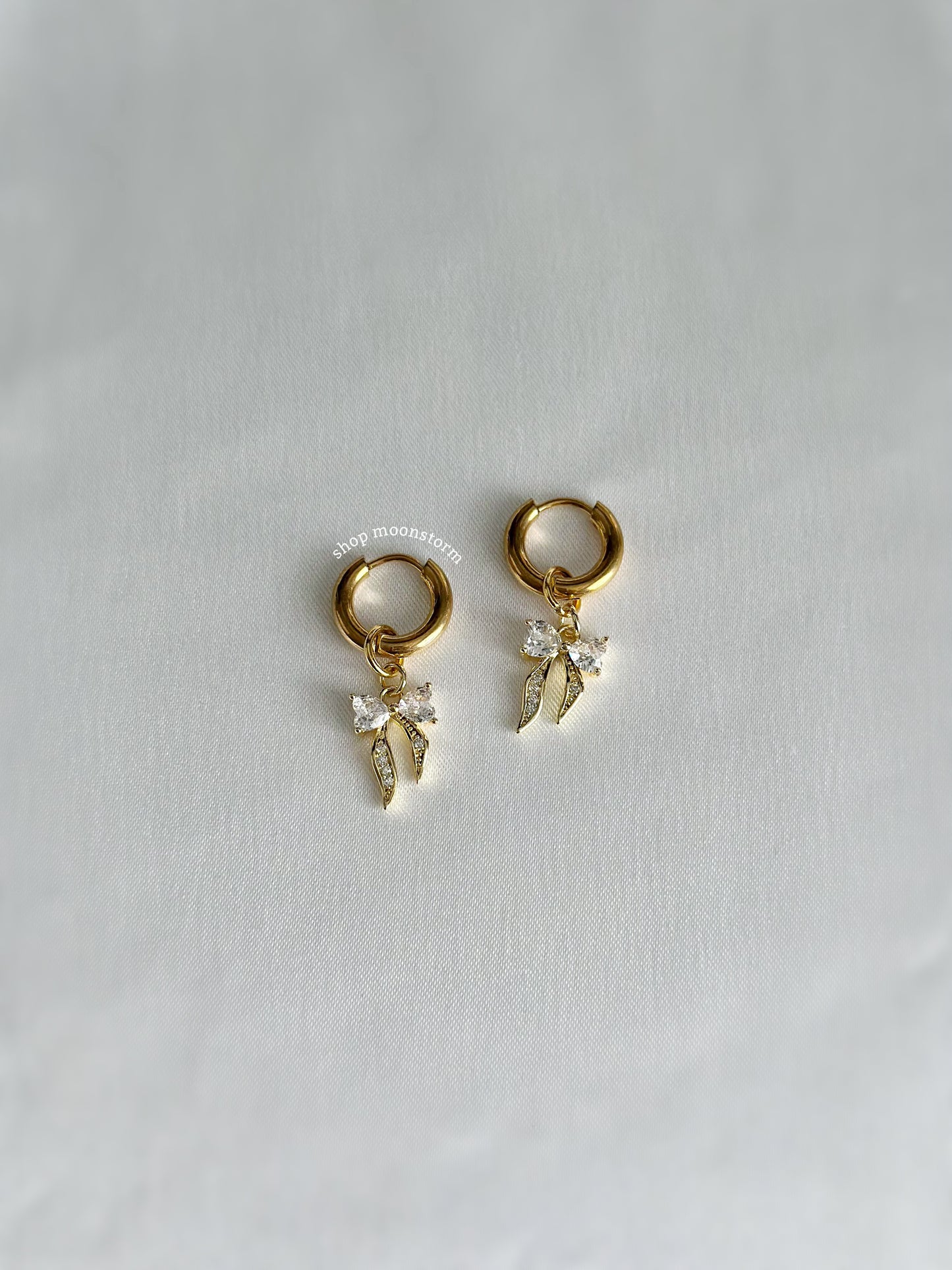 Darling Ribbon Bow Hoop Earrings