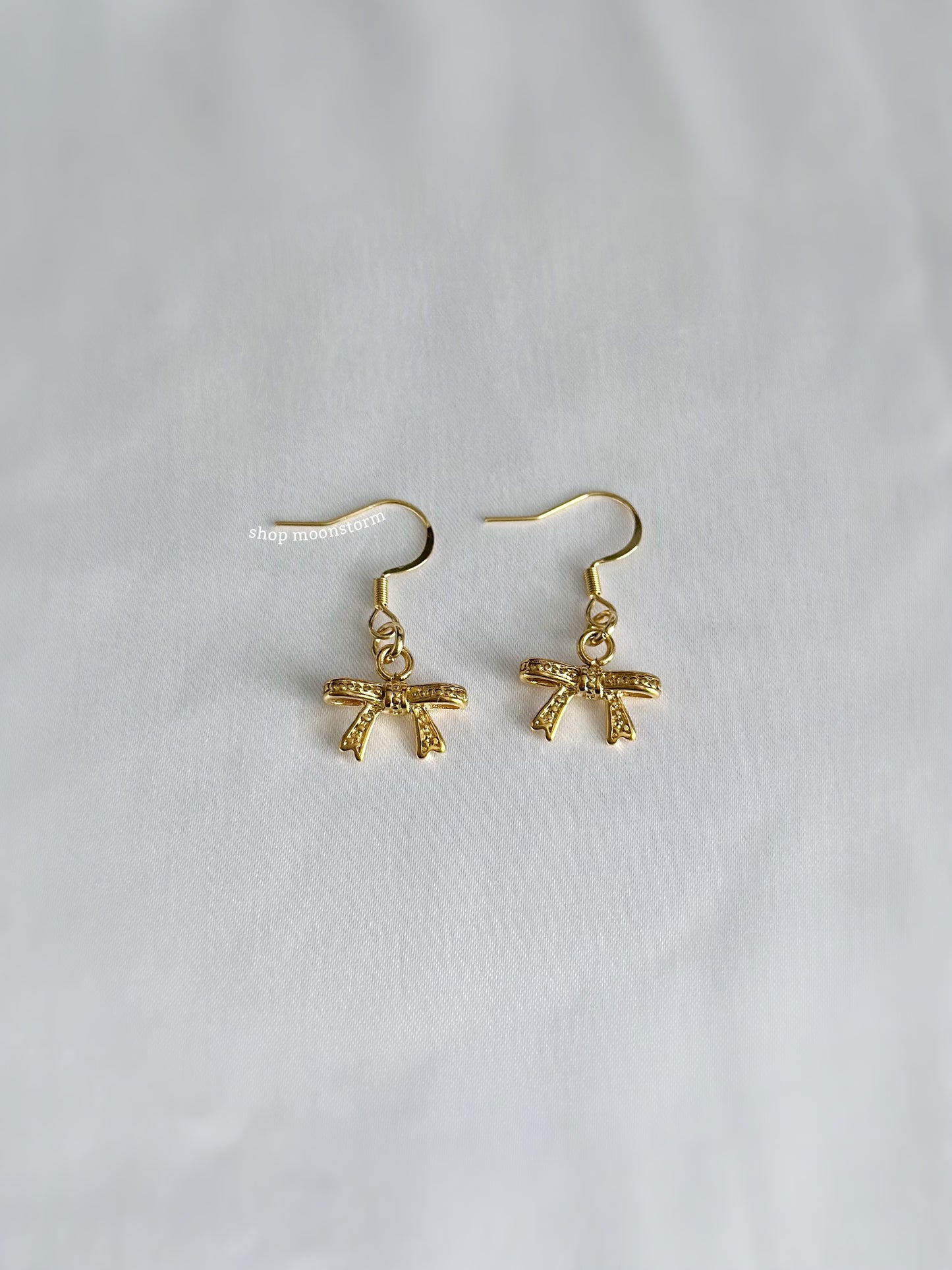 Lolita Gold Ribbon Bow Earrings