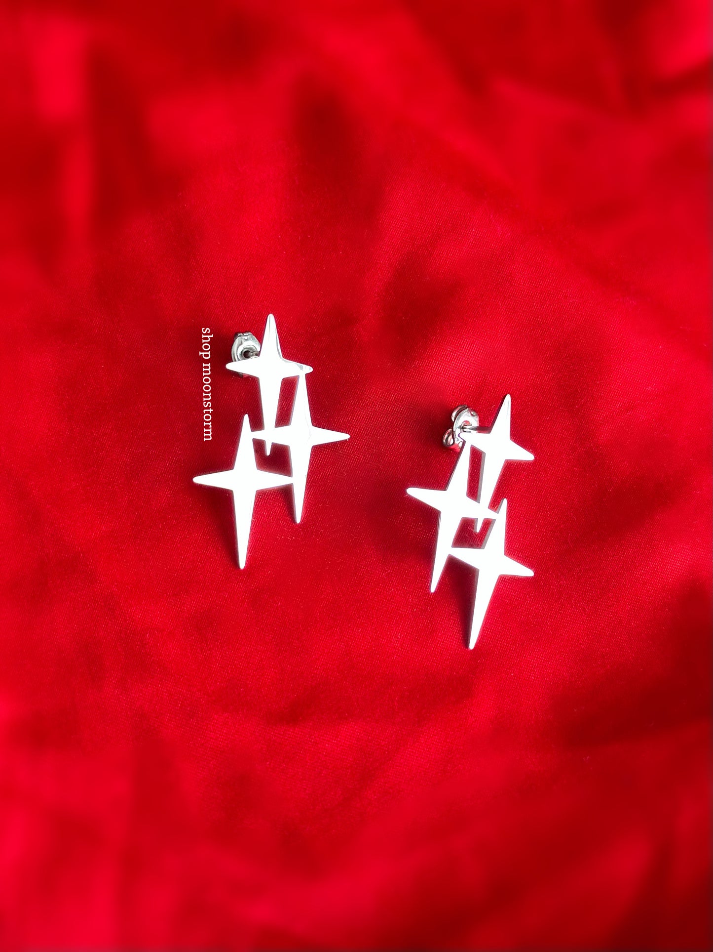 Silver Star Trio Stud Earrings