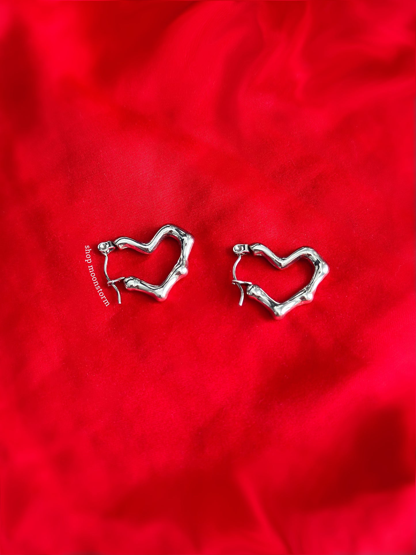Silver Melting Heart Hoop Earrings