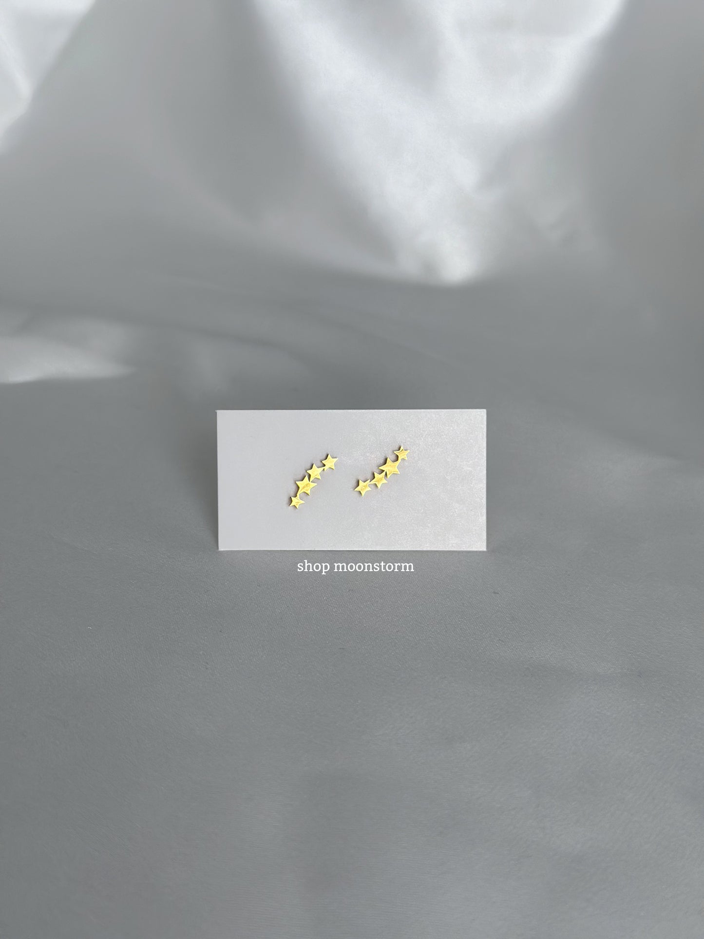 Gold Four Star Stud Earrings