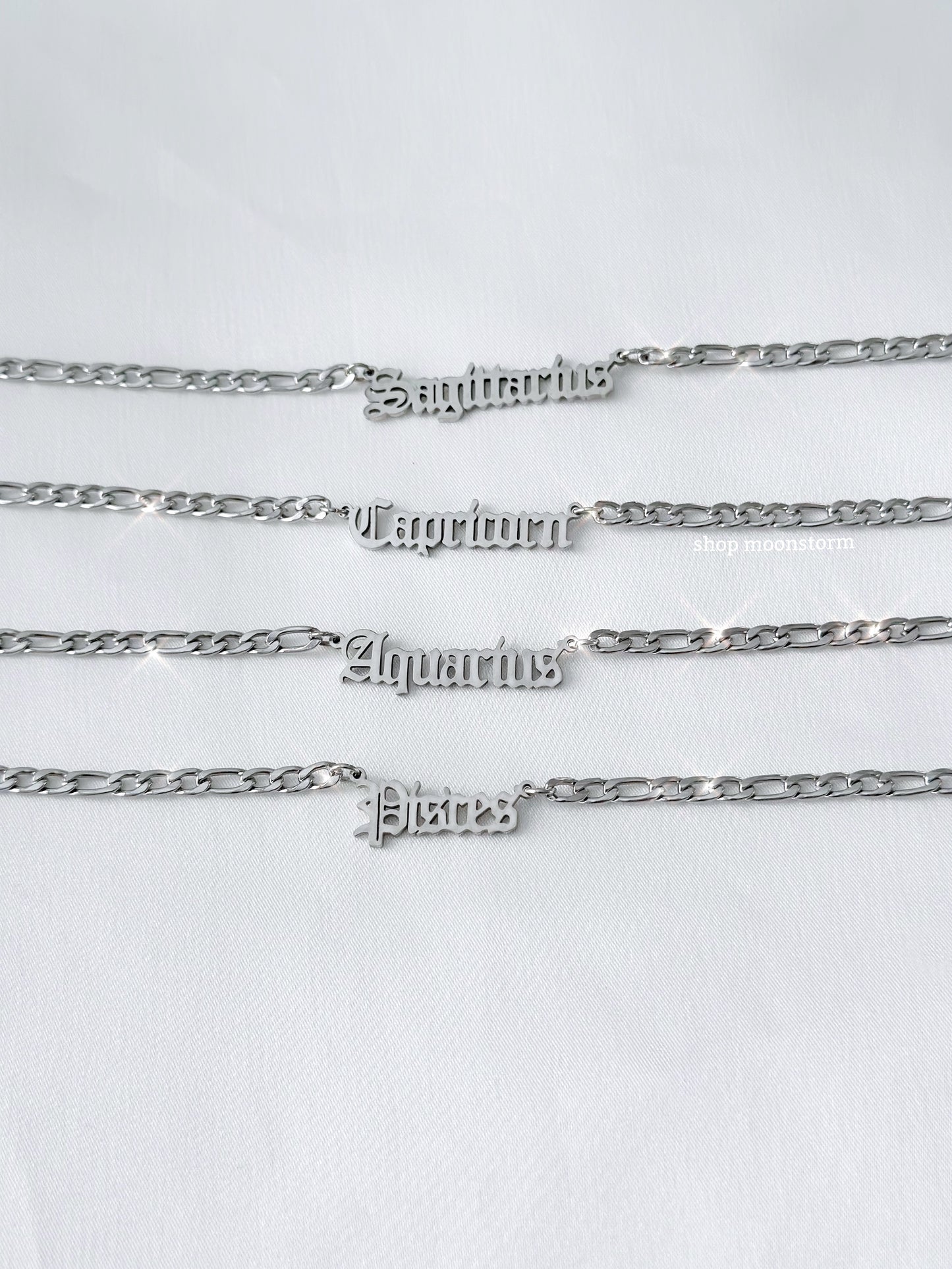 Silver Zodiac Figaro Necklace