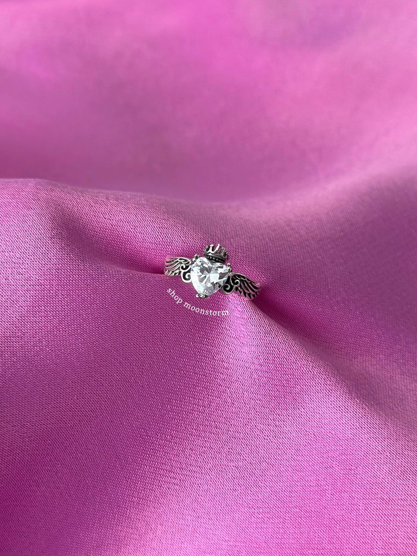 CZ Heart Wing Ring