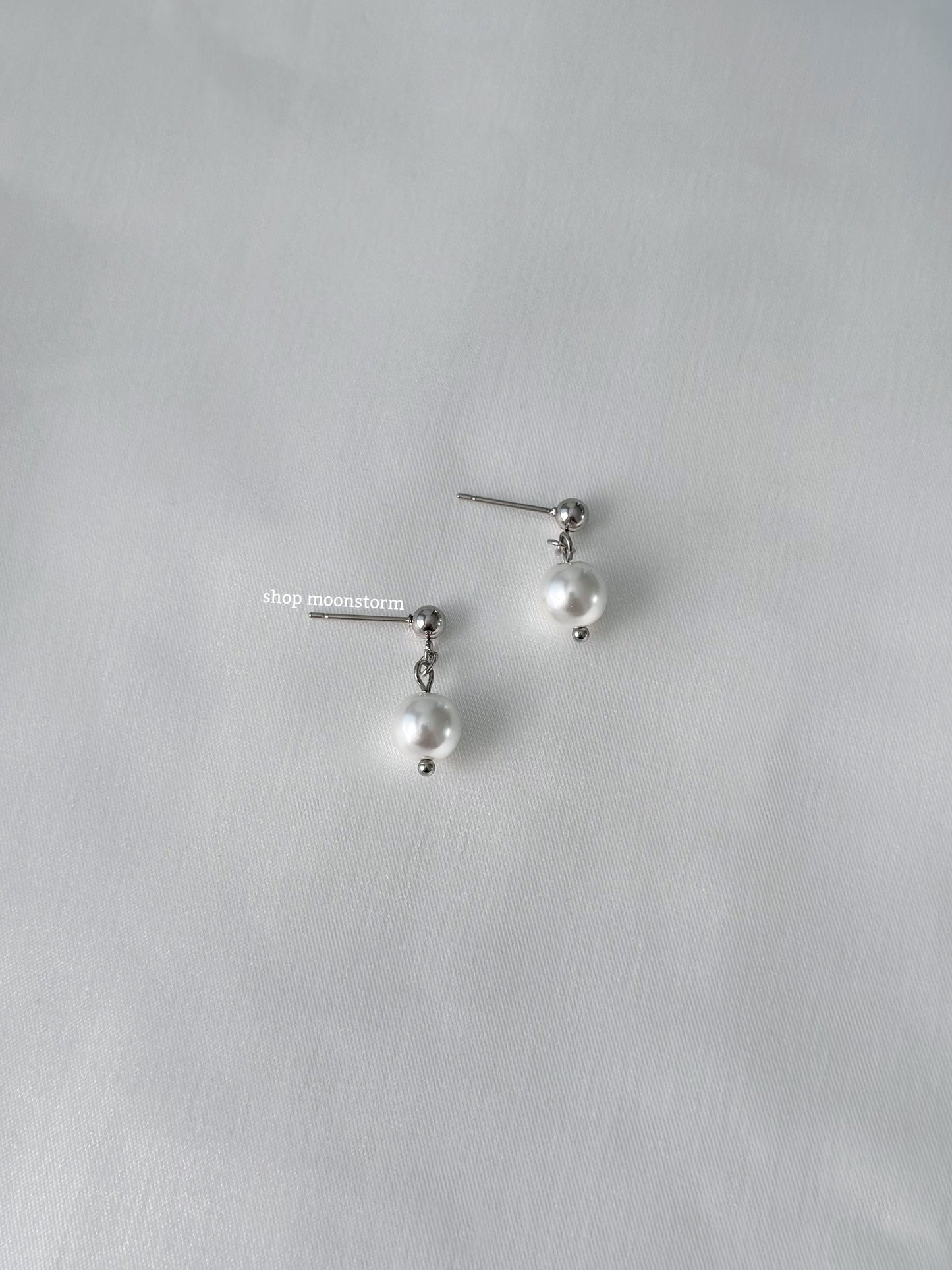 Silver Pearl Stud Earrings