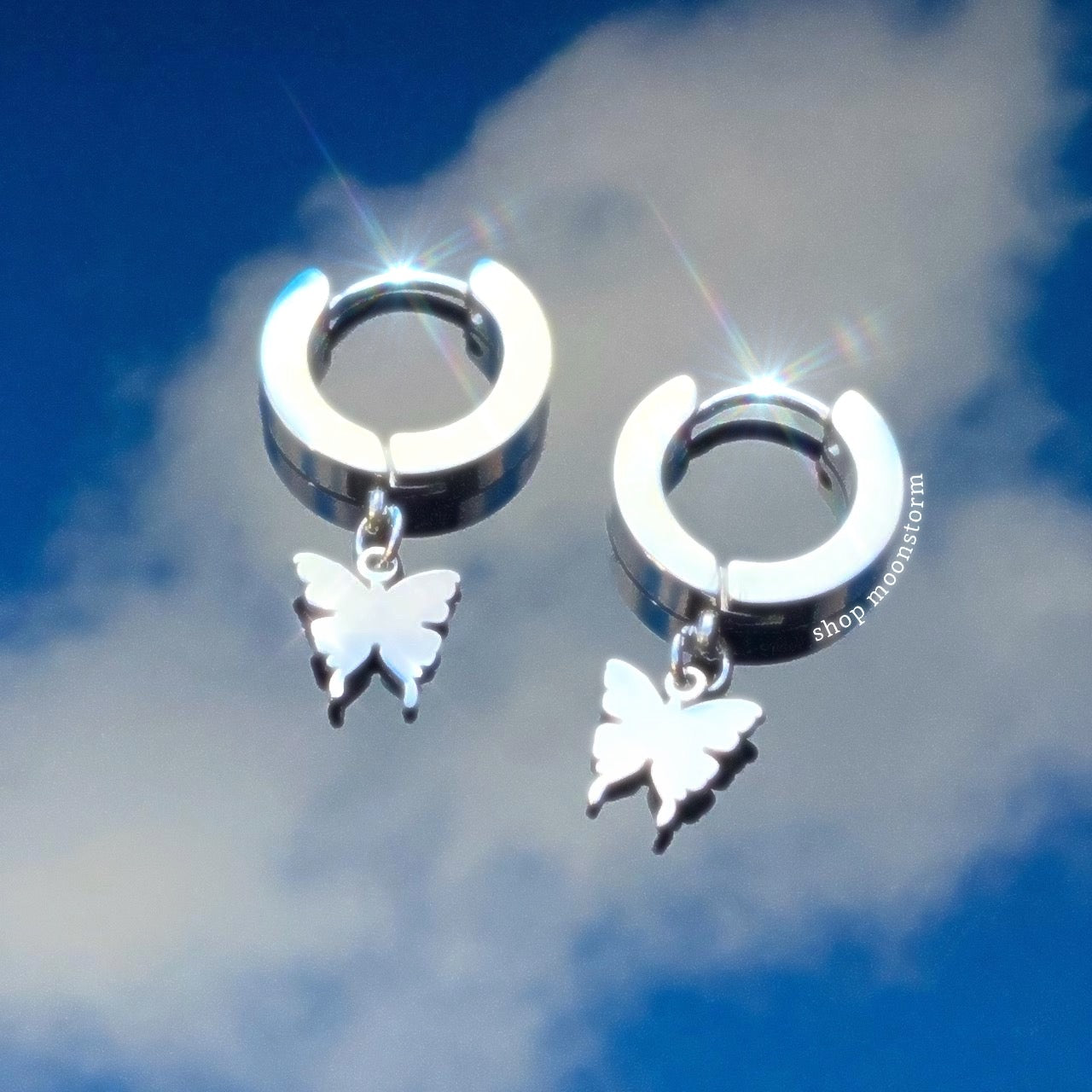 Delicate Butterfly Hoop Earrings