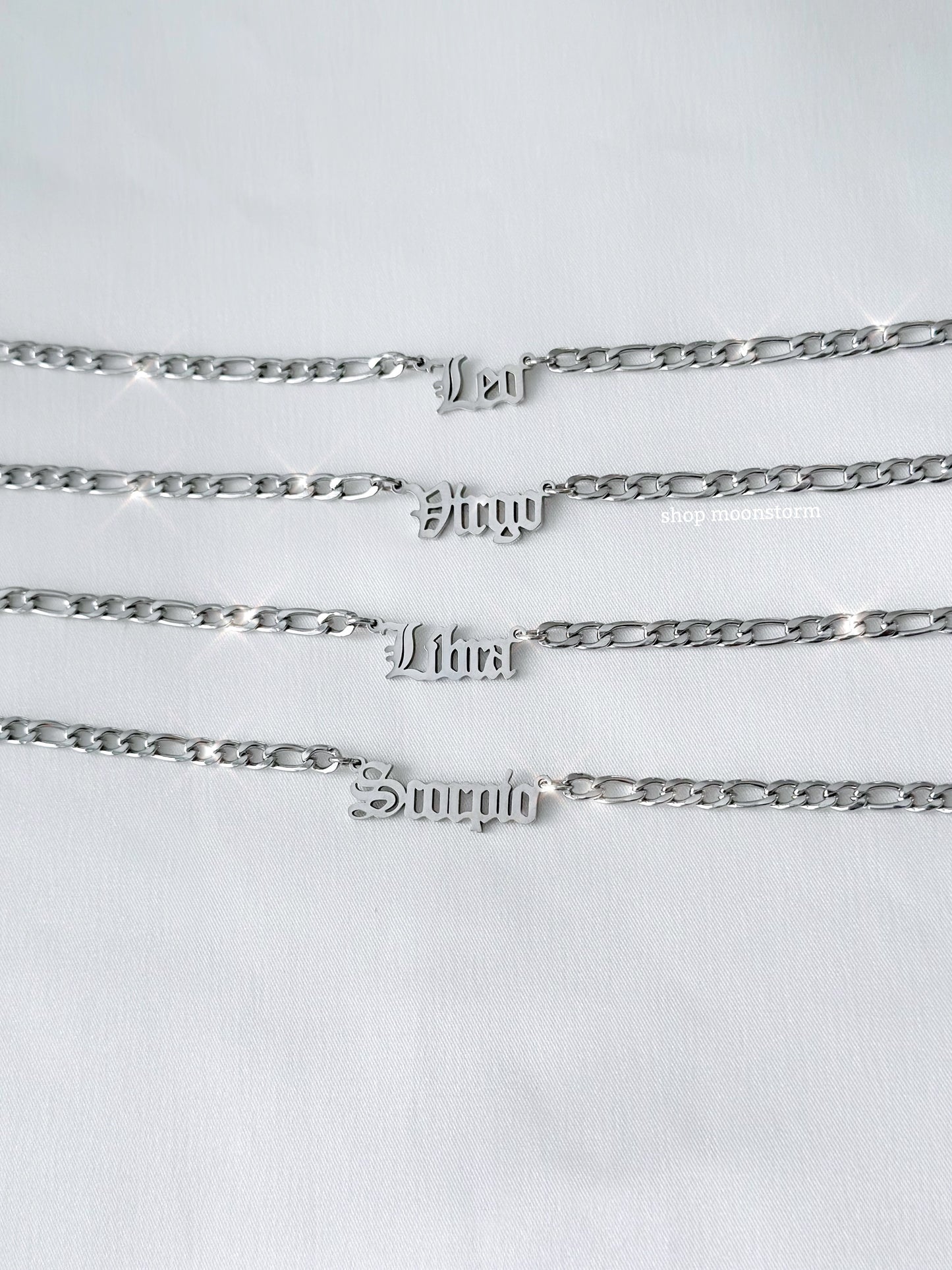 Silver Zodiac Figaro Necklace