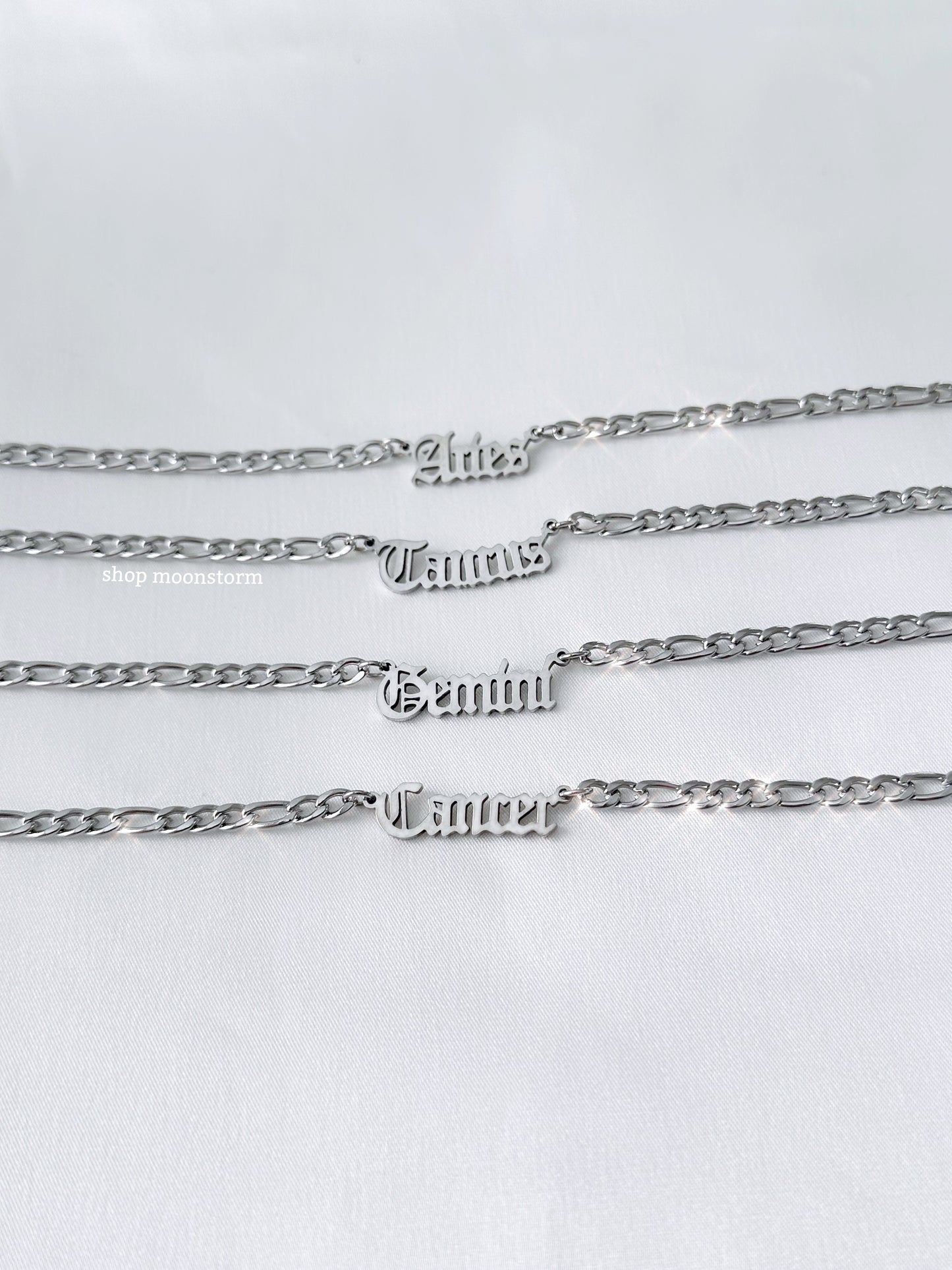 Silver Zodiac Figaro Necklace