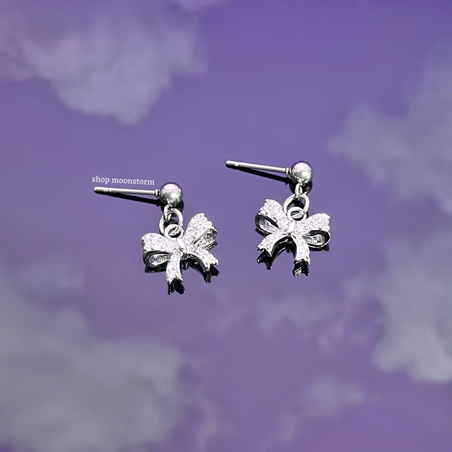 Icy Bow Stud Earrings
