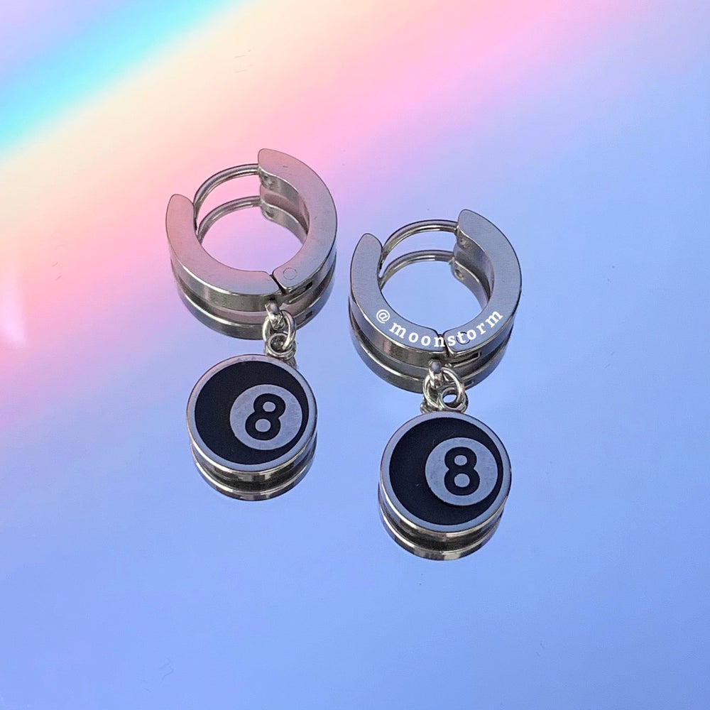 8 Ball Hoop Earrings