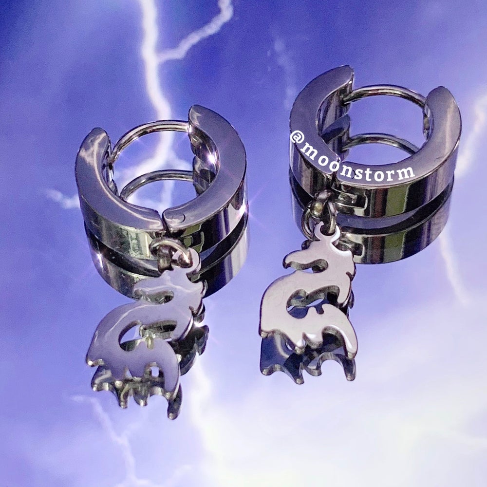 Silver Dragon Hoop Earrings