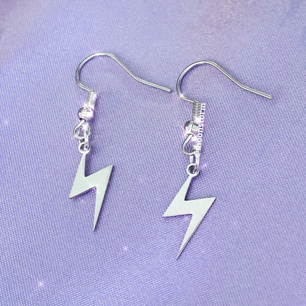 Silver Lightning Bolt Earrings