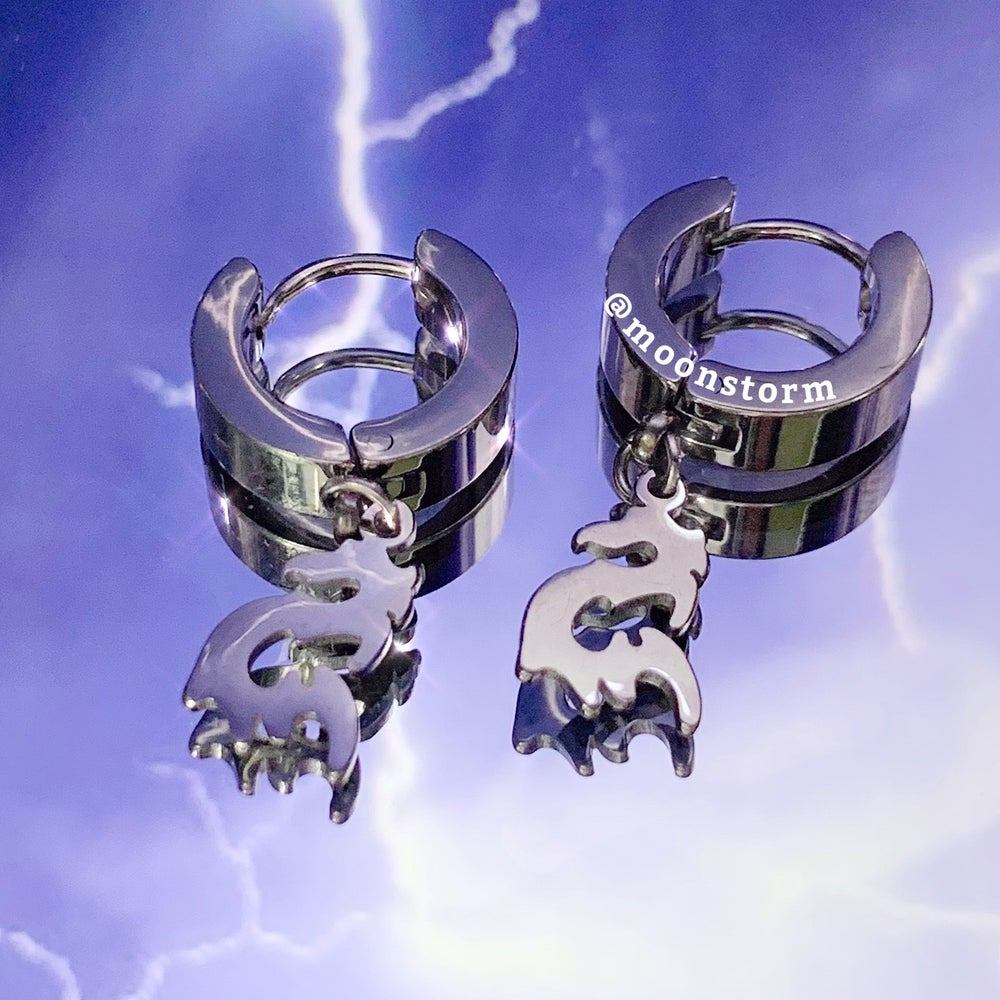 Silver Dragon Hoop Earrings