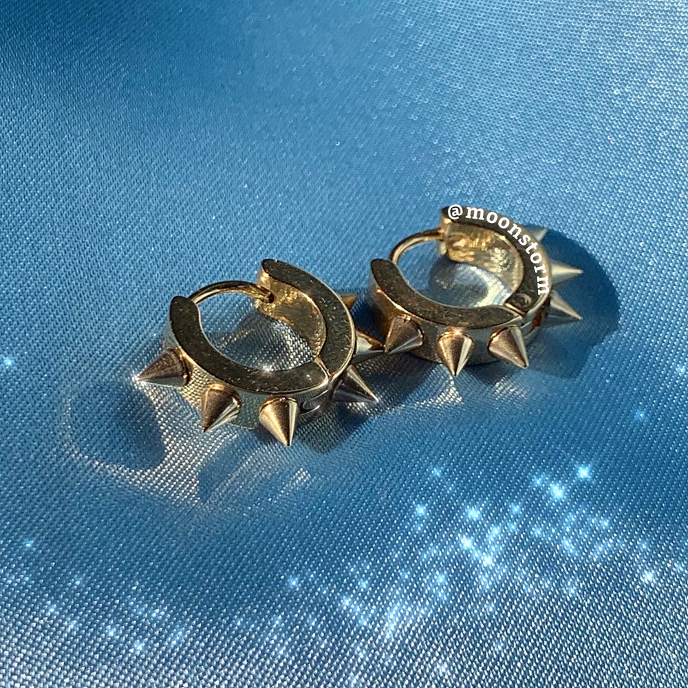 Gold Spike Hoop Earrings