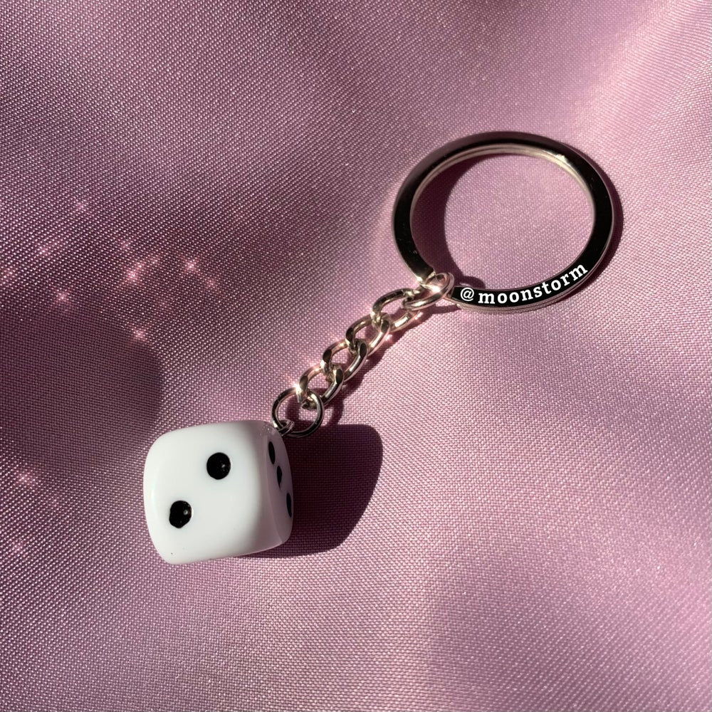 White Dice Keychain