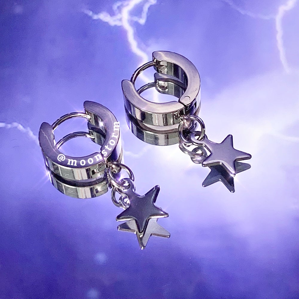 Silver Mini Star Hoop Earrings