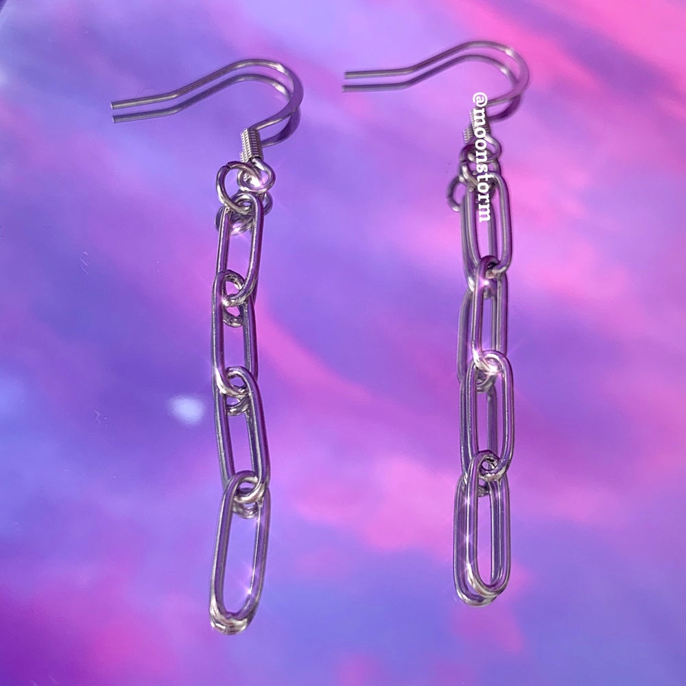 Silver Oval Link Drop Earrings