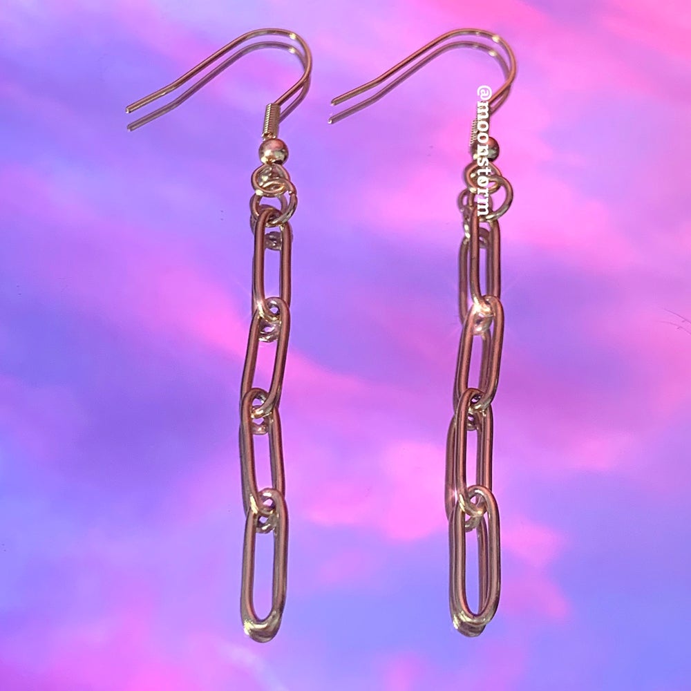 Gold Oval Link Drop Earrings