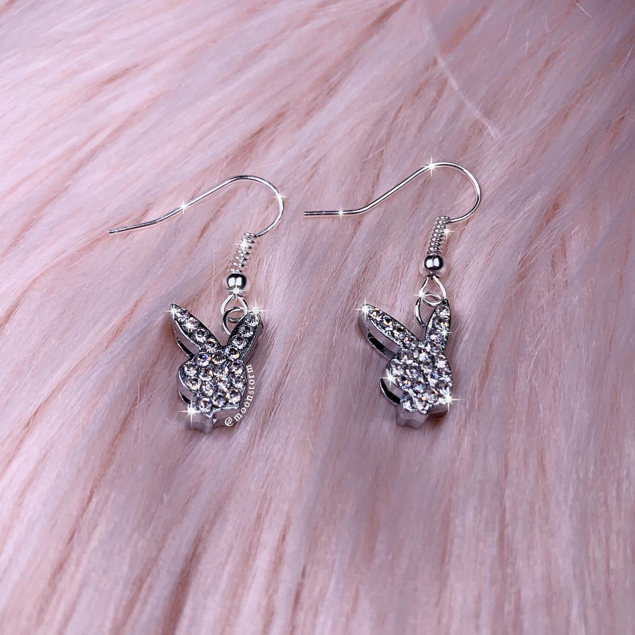 Silver Dazzle Bunny Earrings