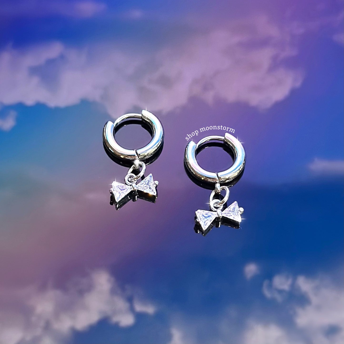 Crystal Bow Hoop Earrings