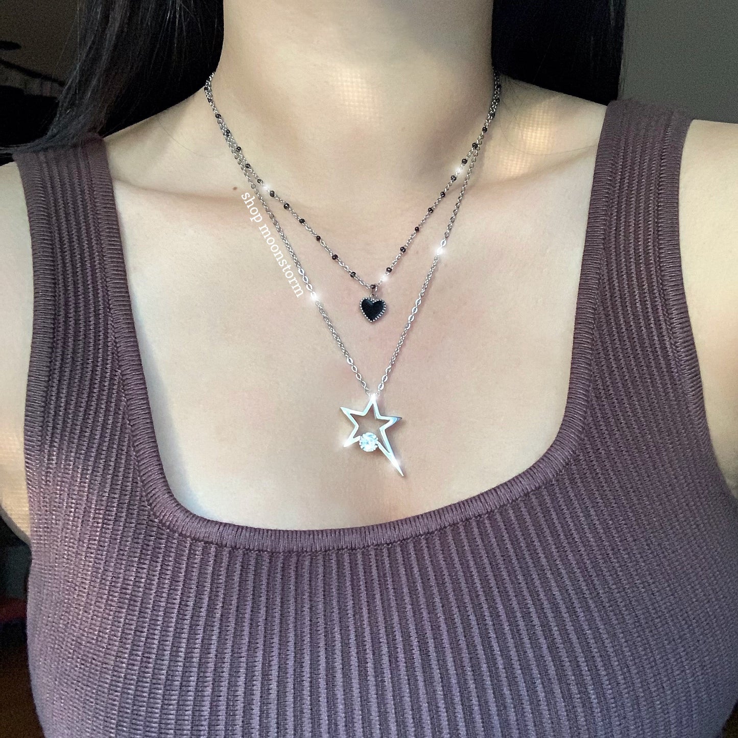 Black Heart & Cross Beaded Necklace Pack (Set of Two)