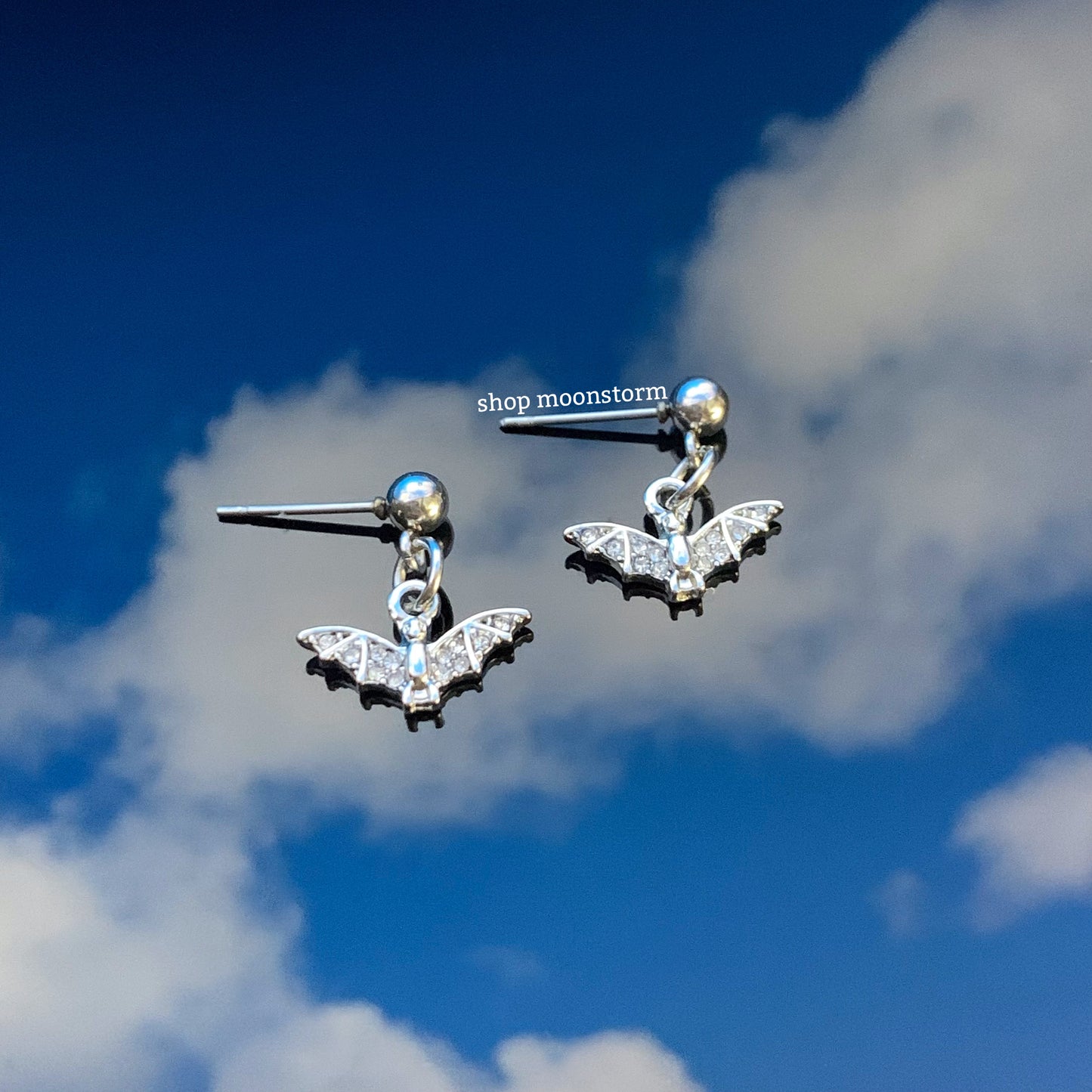 Silver Bat Stud Earrings