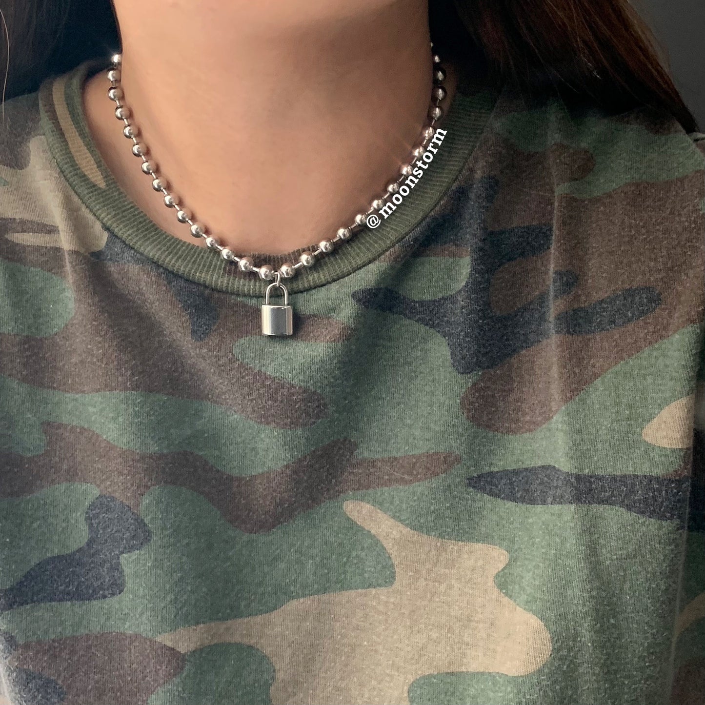 6mm Ball Chain Lock Necklace