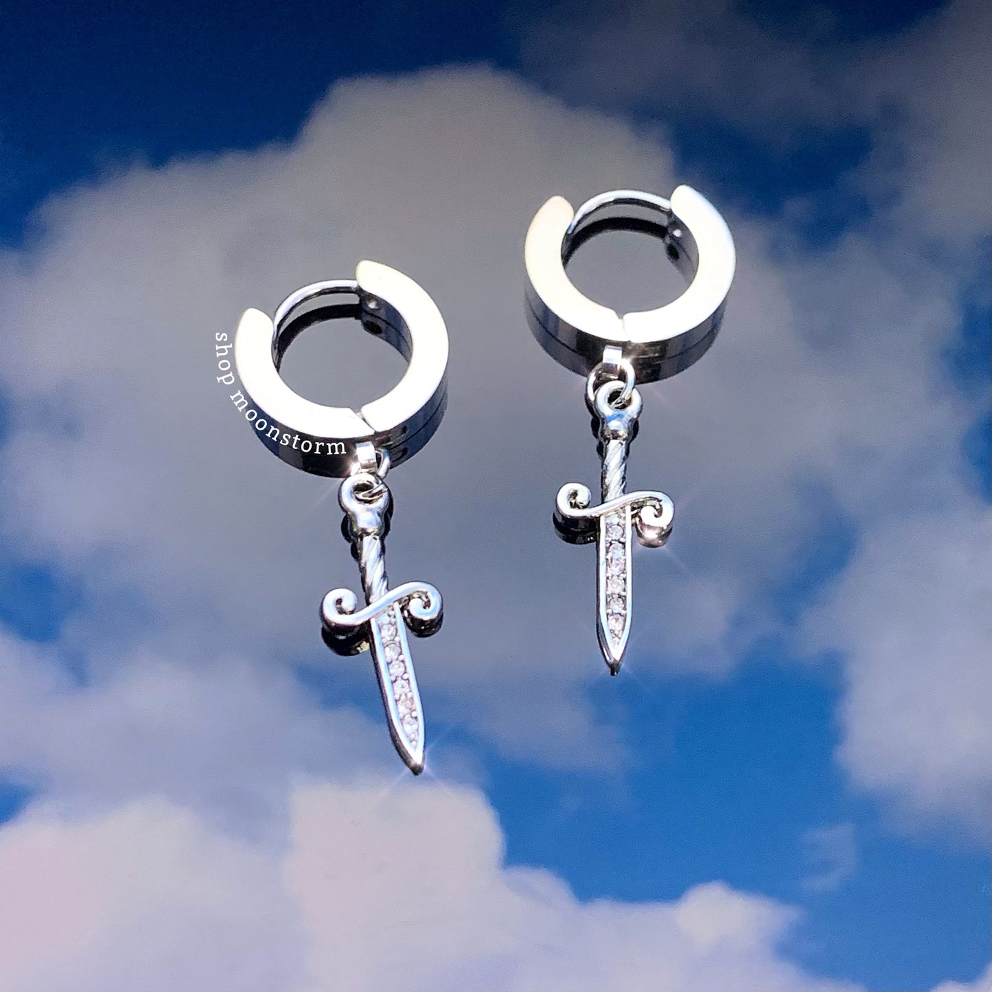 Dagger Sword Hoop Earrings