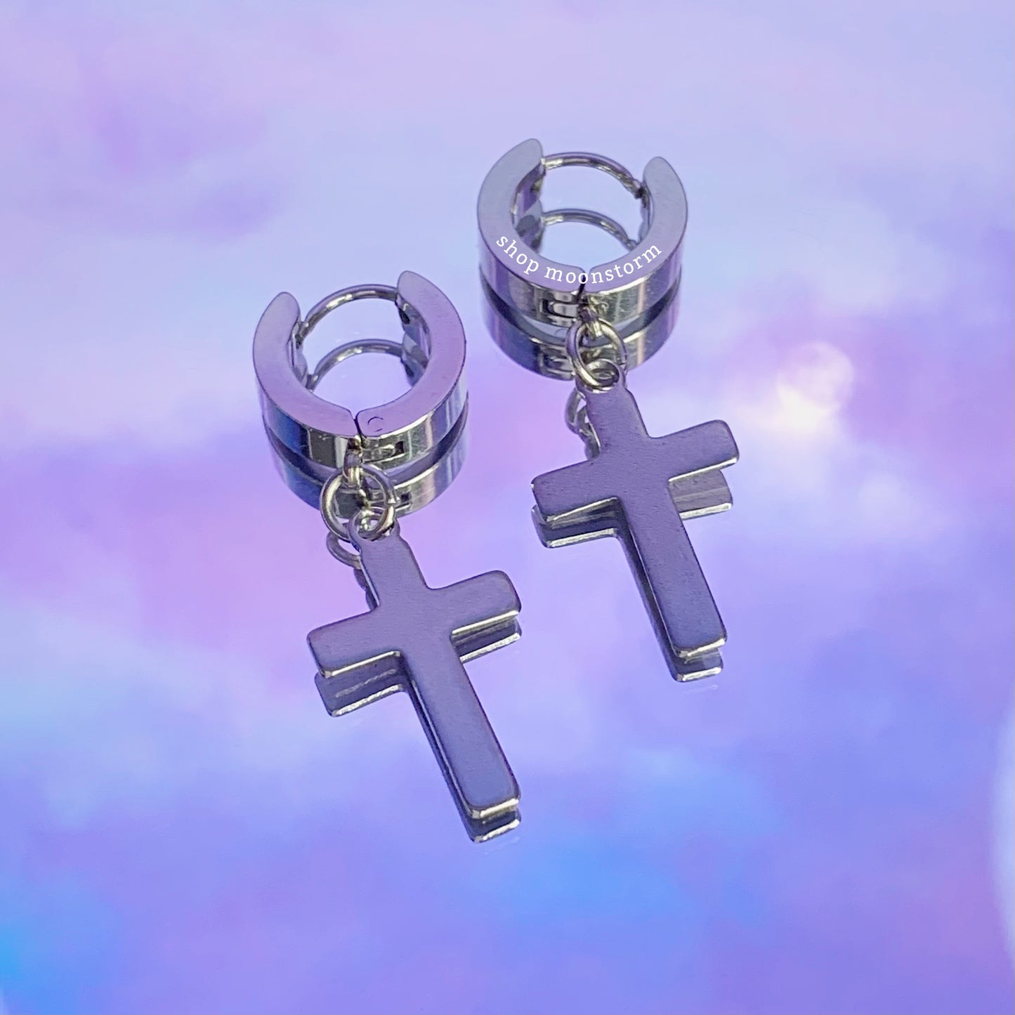 Simple Cross Hoop Earrings