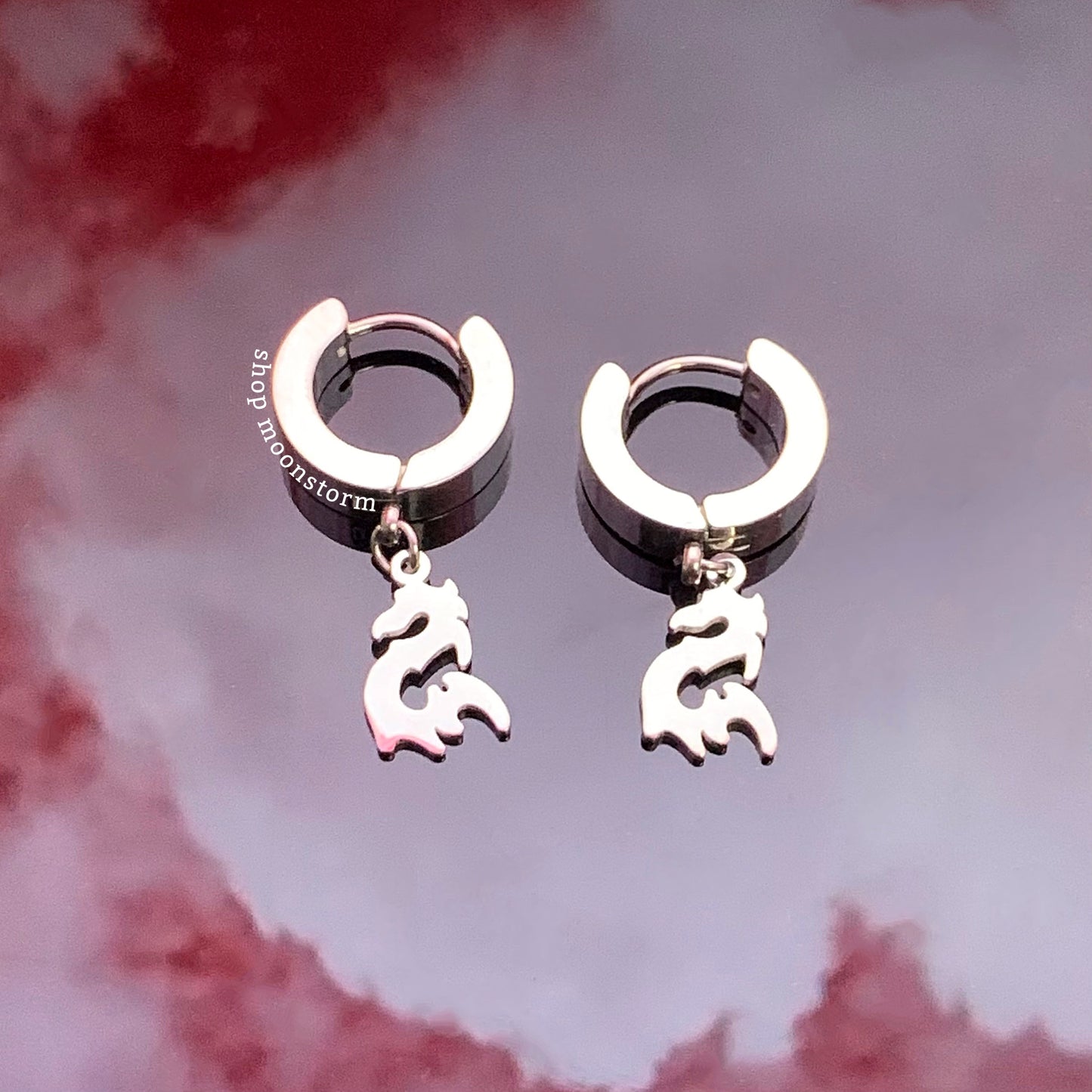 Silver Dragon Hoop Earrings