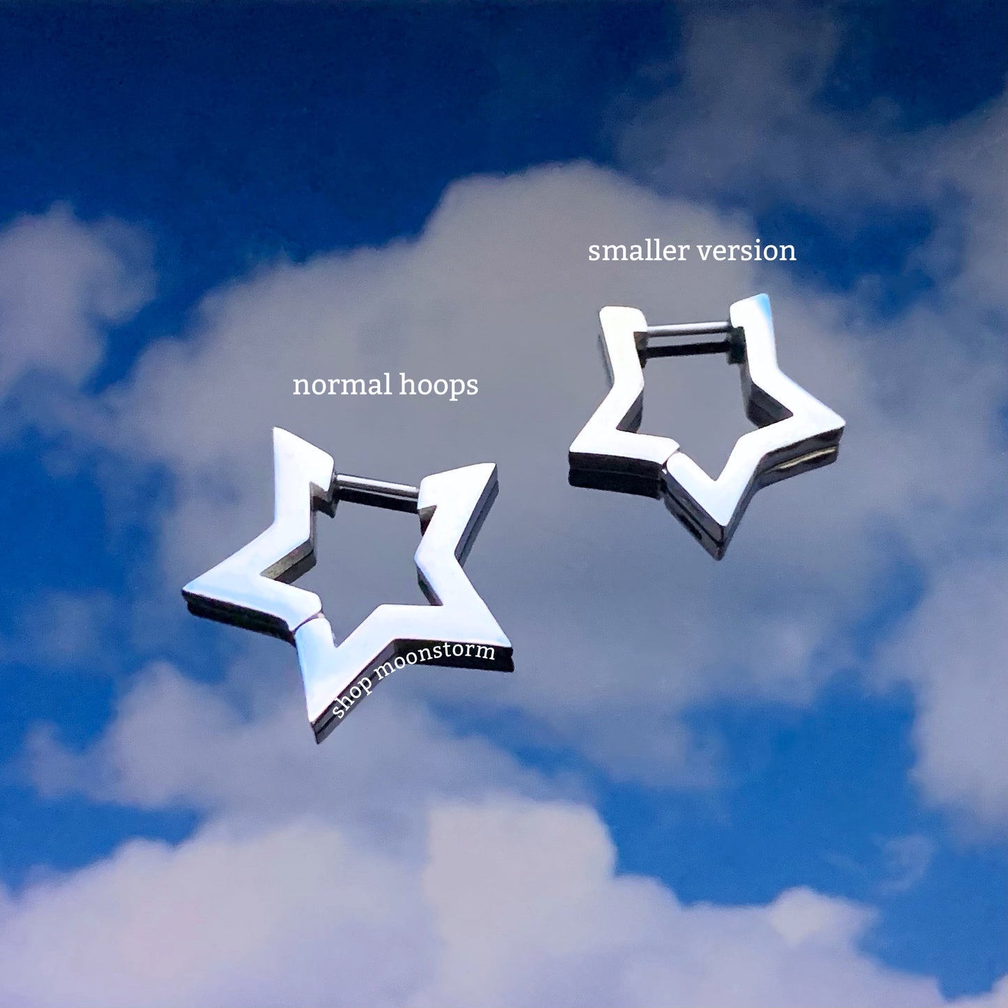 1 Single Silver Star Hoop Earring